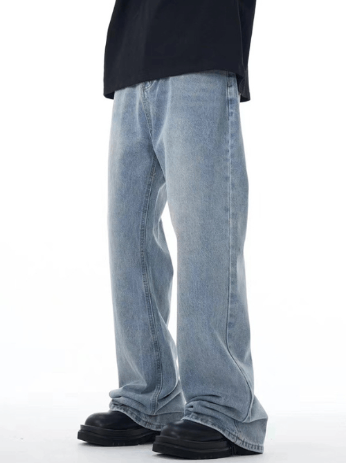 Japanese Brand × Jean Loose men's light blue washed distressed casual flared jeans Size US 32 / EU 48 - 3 Thumbnail