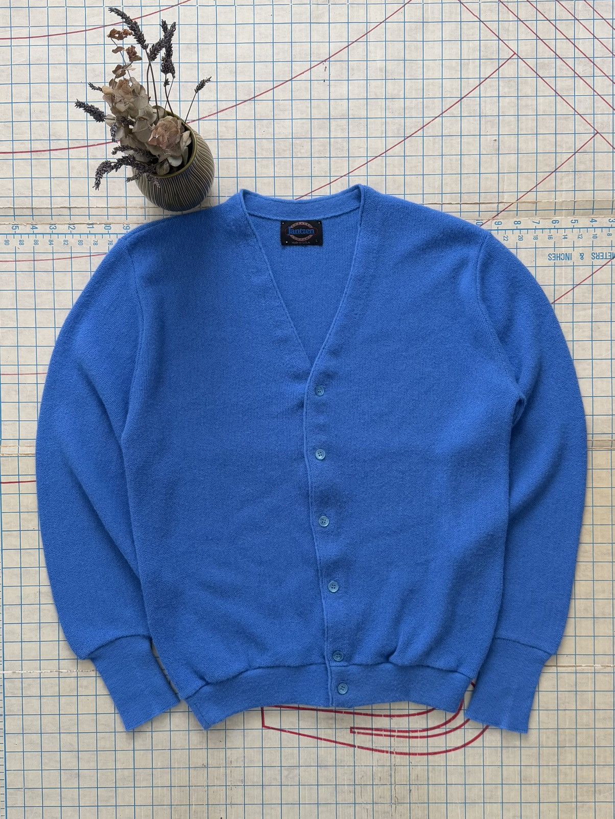 Jantzen × Vintage Vintage Jantzen Knit Cardigan Sweater Blue Mens Size Large Size US L / EU 52-54 / 3 - 1 Thumbnail