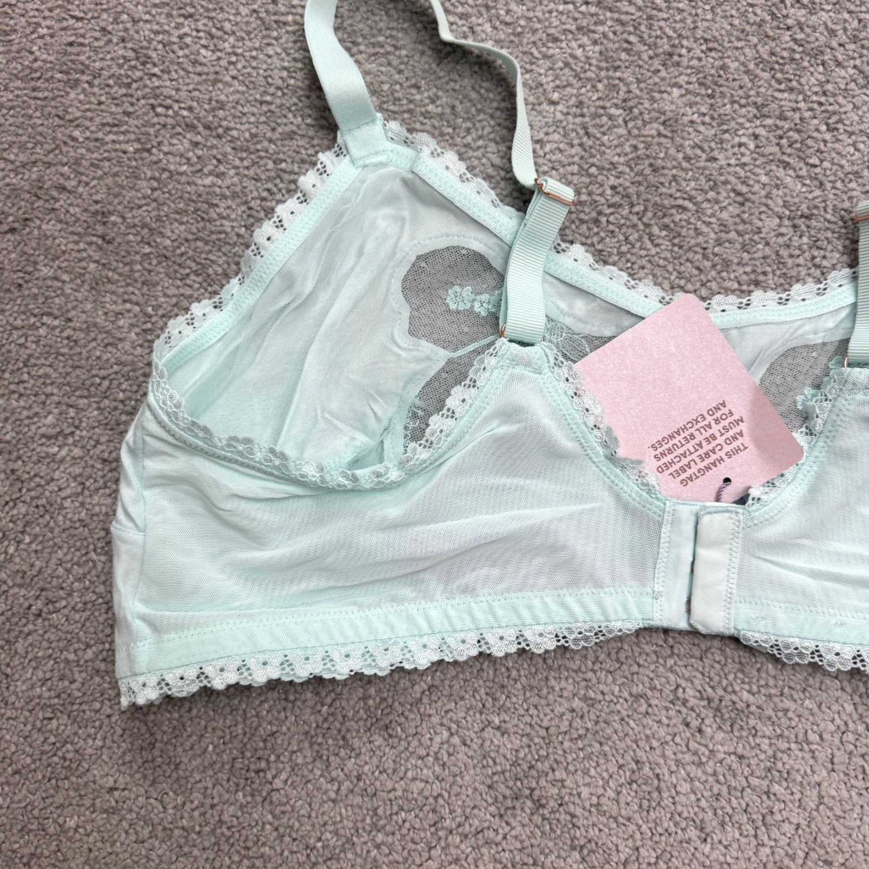 Vintage Savage Fenty By Rihanna Bralette Curvy 3X Seashell Blue Lace NWT Size ONE SIZE - 6 Thumbnail