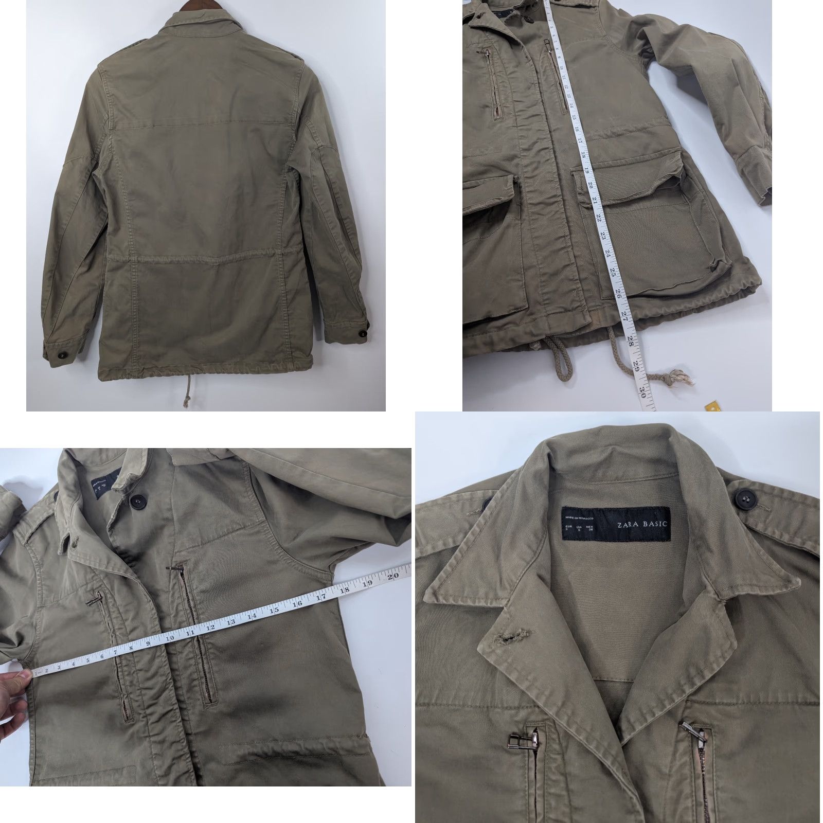 Zara VINTAGE Zara Basic Women Army Green Olive Military Utility Khaki Jacket Size Small Size S / US 4 / IT 40 - 8 Thumbnail