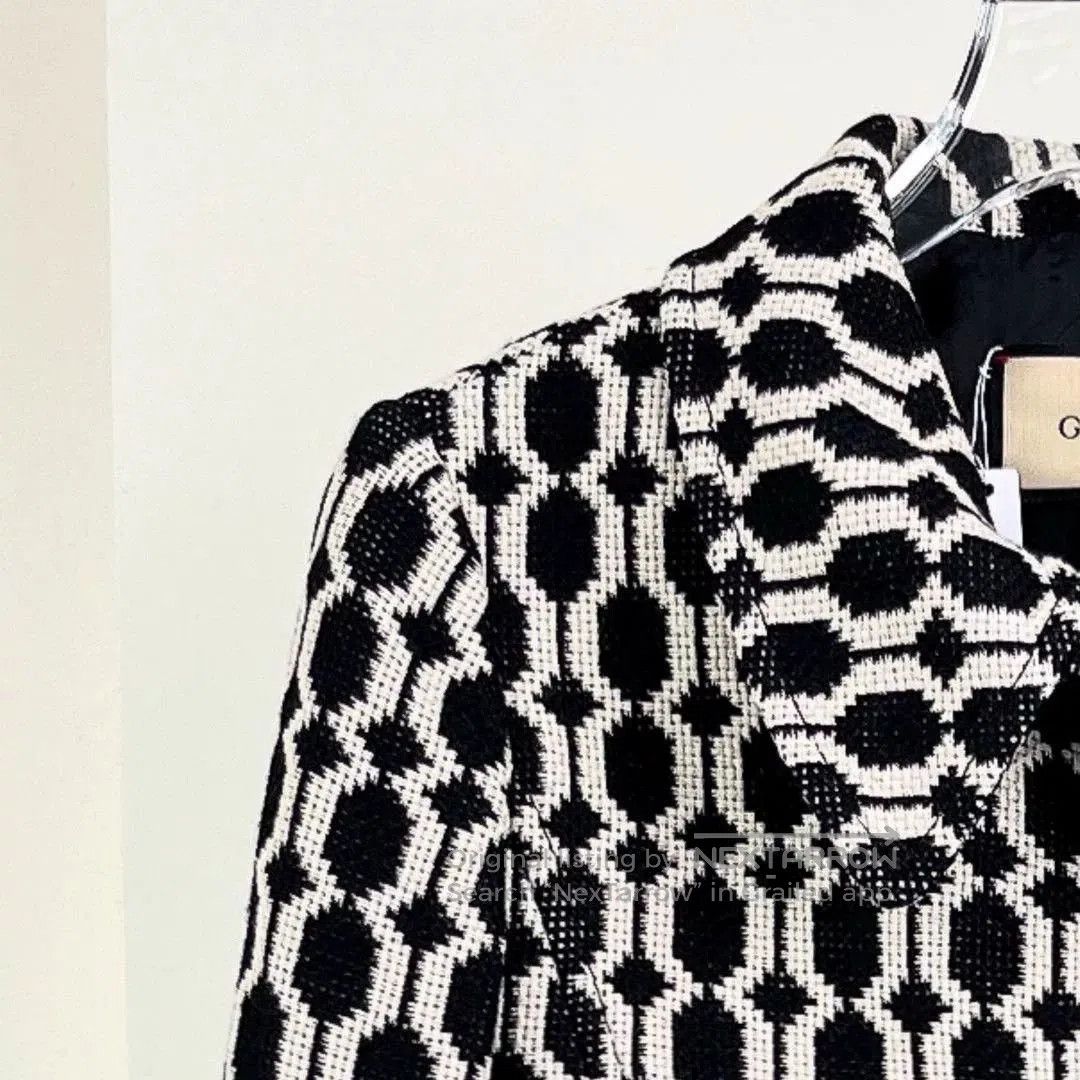Gucci Gucci Black White Geometric Wool Coat. Size XS / US 0-2 / IT 36-38 - 3 Thumbnail