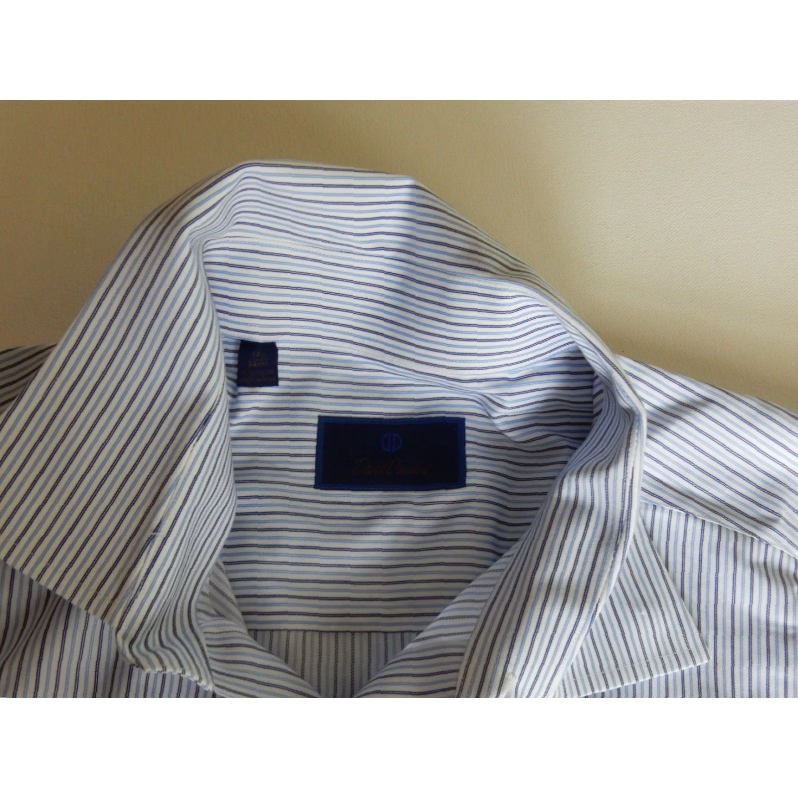 David Donahue VINTAGE David Donahue Men's Dress Shirt Long Sleeve Size 17.5 Blue Striped Cotton 90s Size 46R - 5 Thumbnail