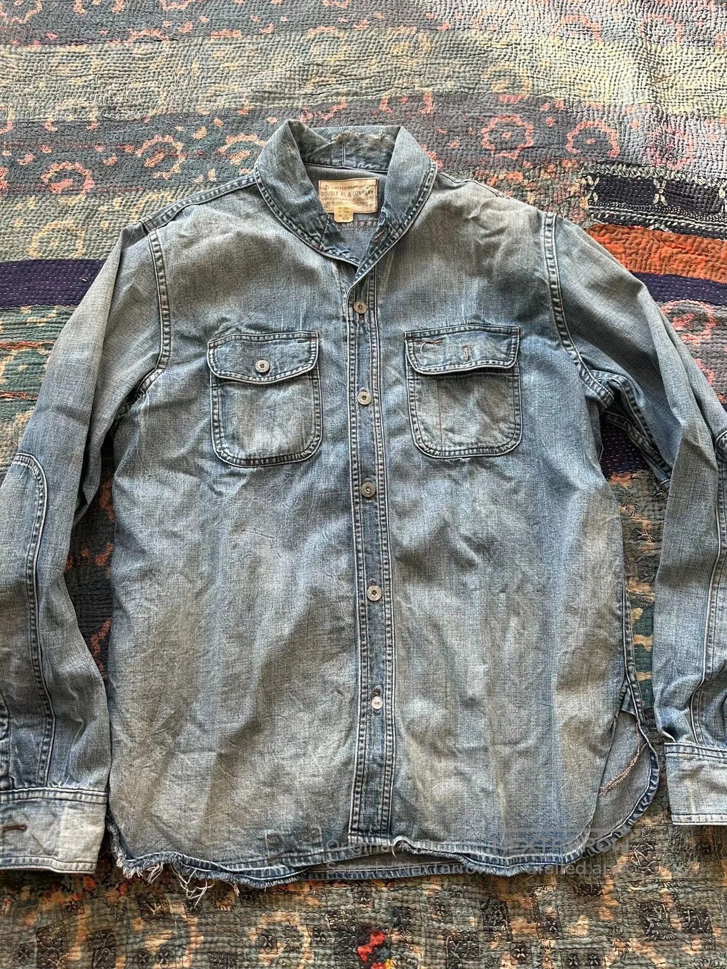 RRL Ralph Lauren RRL Vintage Distressed Denim Shirt. Size US L / EU 52-54 / 3 - 1 Thumbnail