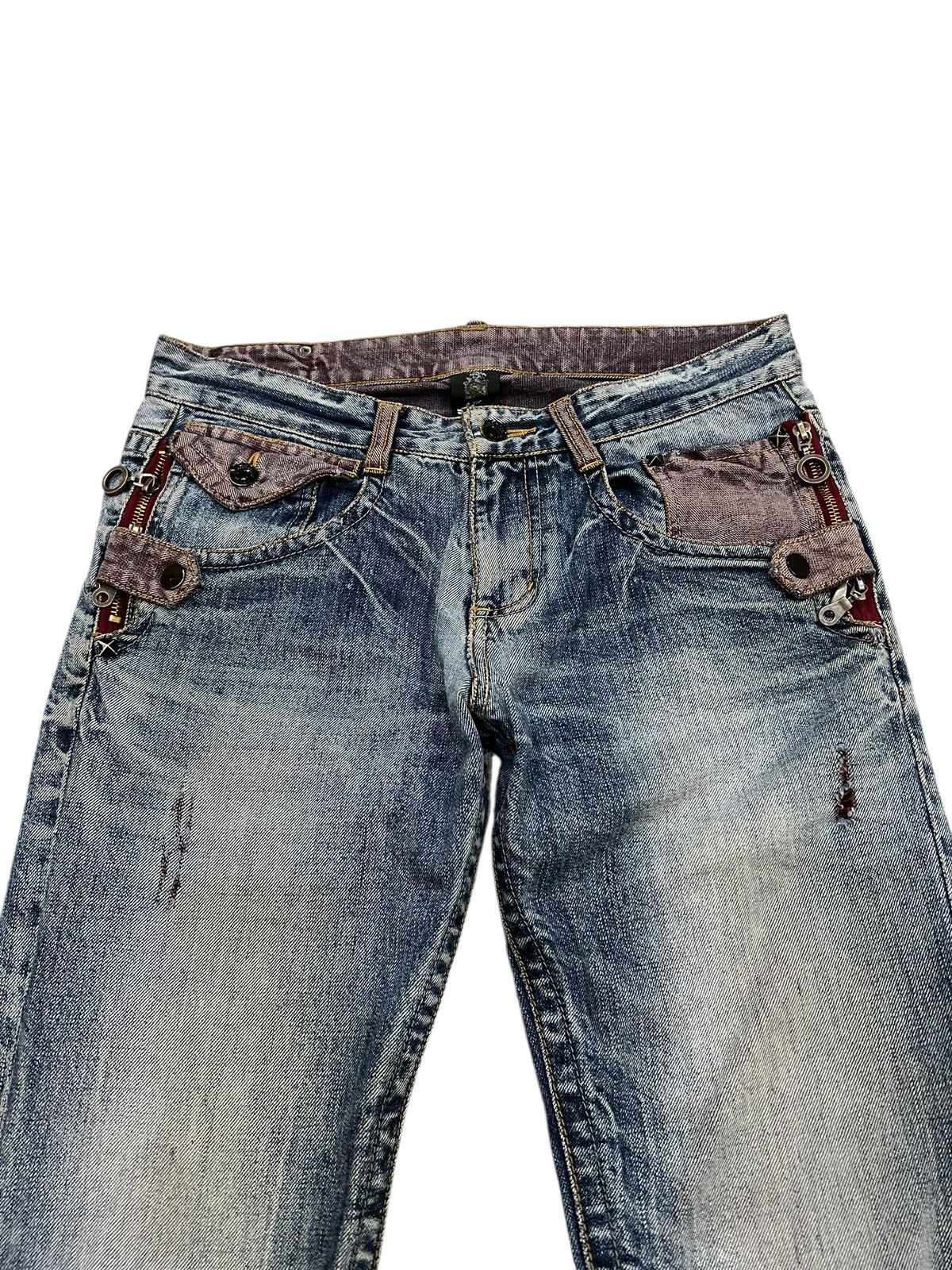 Japanese Brand Vintage Semantic Design Ditressed Flare Mudwash Jean Size US 31 - 3 Thumbnail