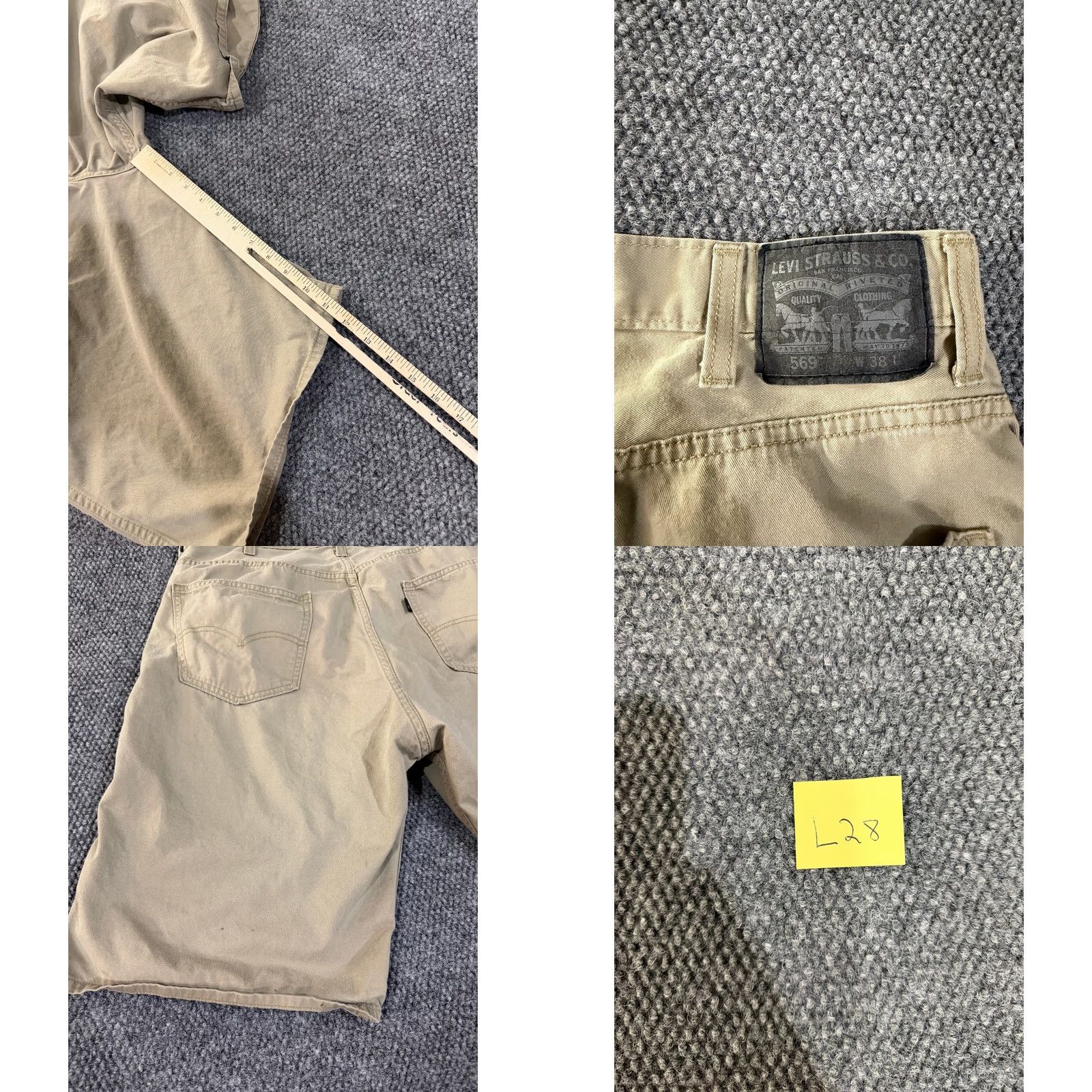Levi's Levi's 569 Shorts Mens 38 Beige Medium Wash Denim Pocket 5-Pocket Regular Chino Odd Blemishes Front Back Vintage No Size US 38 / EU 54 - 8 Thumbnail