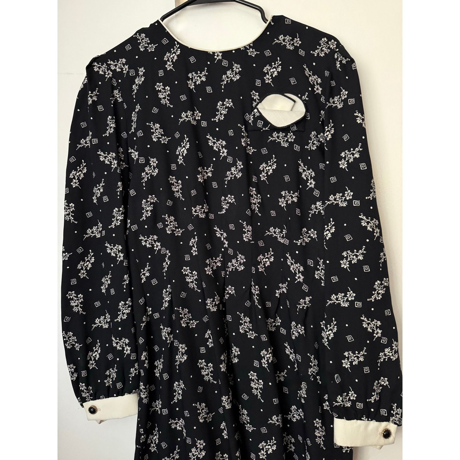 Vintage Vintage Union Made Secretary Black White Floral Dress Med Size M / US 6-8 / IT 42-44 - 3 Thumbnail