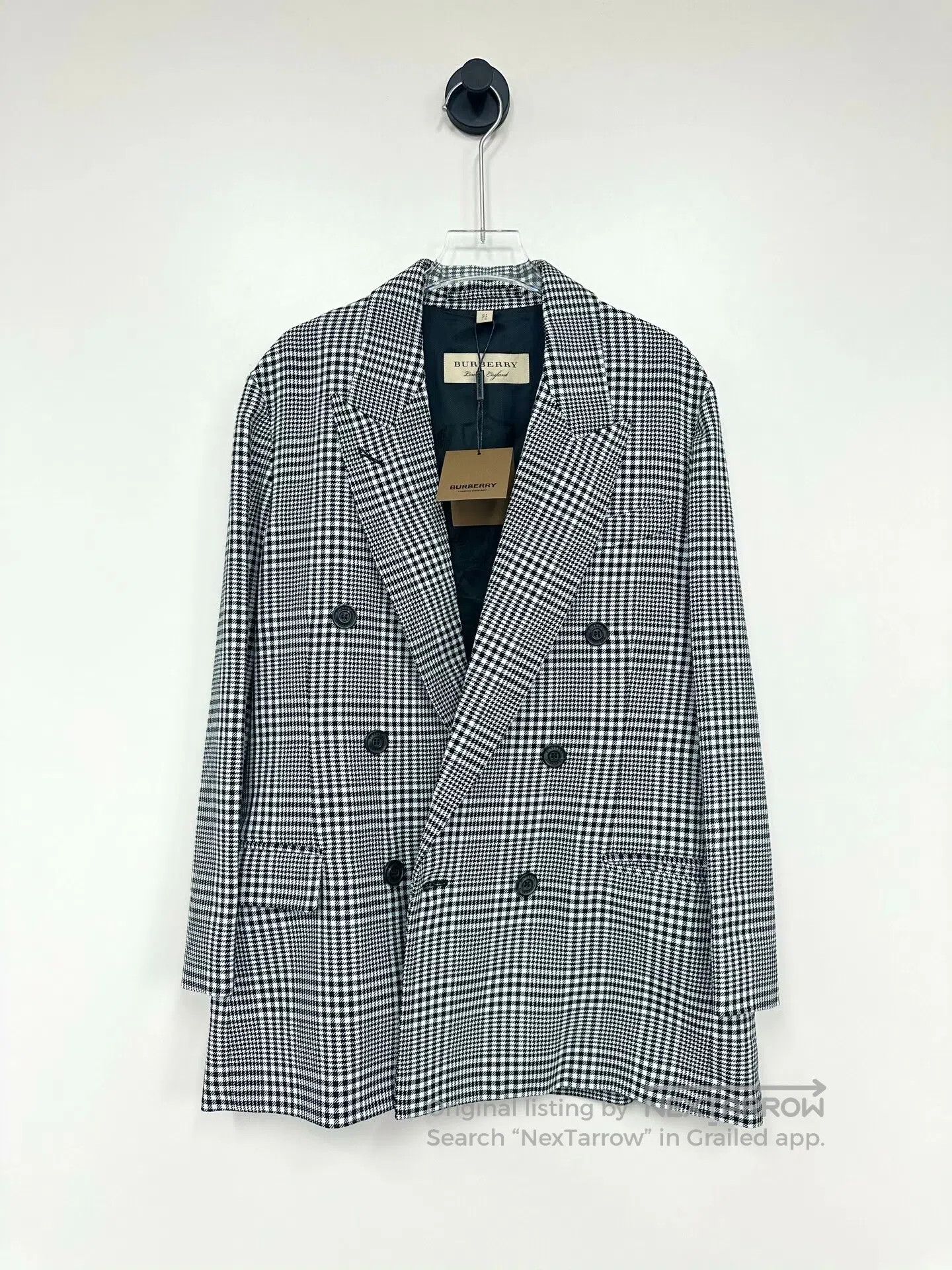 Burberry Burberry Black and White Houndstooth Printed Lapel Wool Bl Size XS / US 0-2 / IT 36-38 - 1 Thumbnail