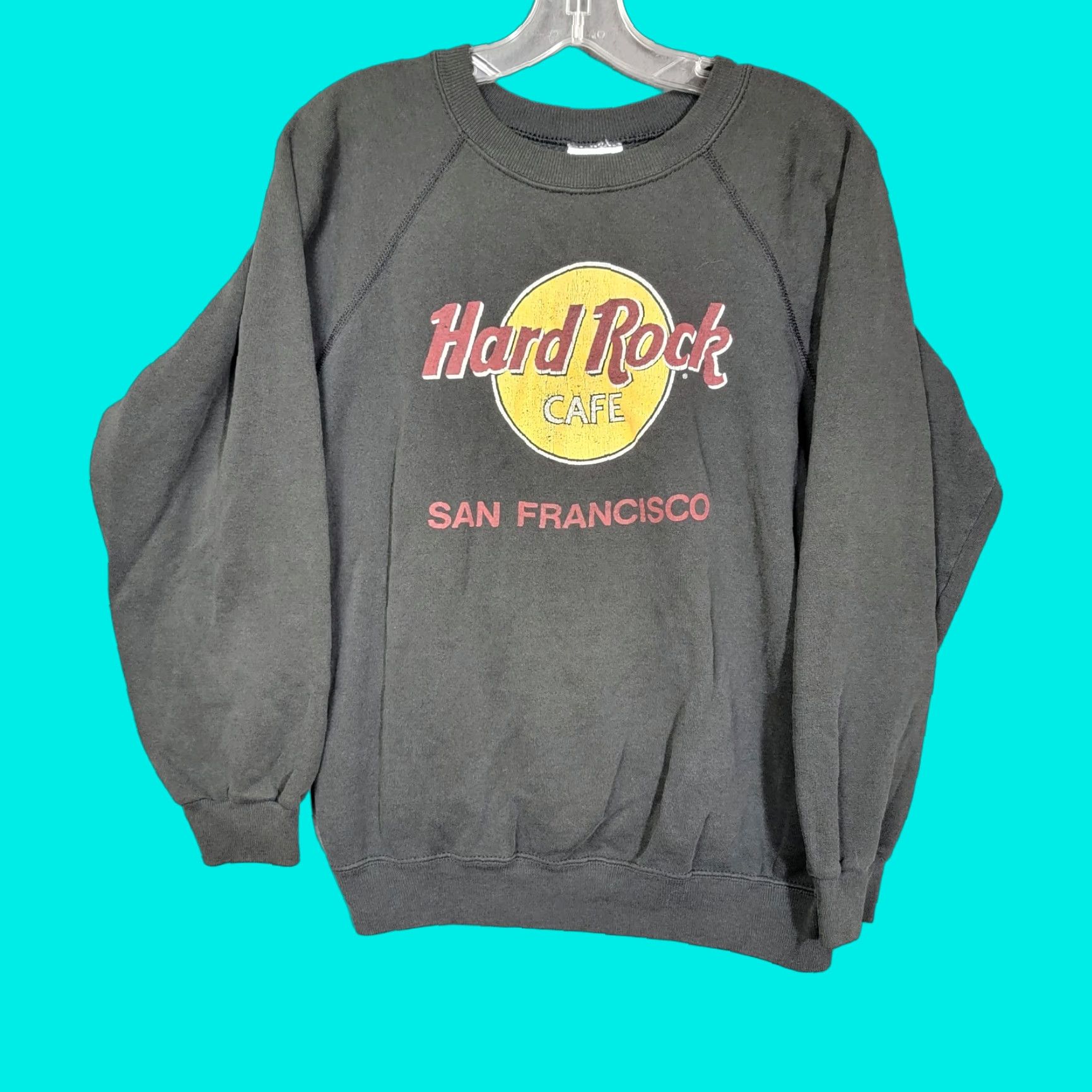Hanes VINTAGE Hard Rock Cafe Women Sweater Logo Graphic Black 80s San Francisco Large Hanes Pullover Crew Neck Knit Women L Black 80s Size L / US 10 / IT 46 - 1 Thumbnail