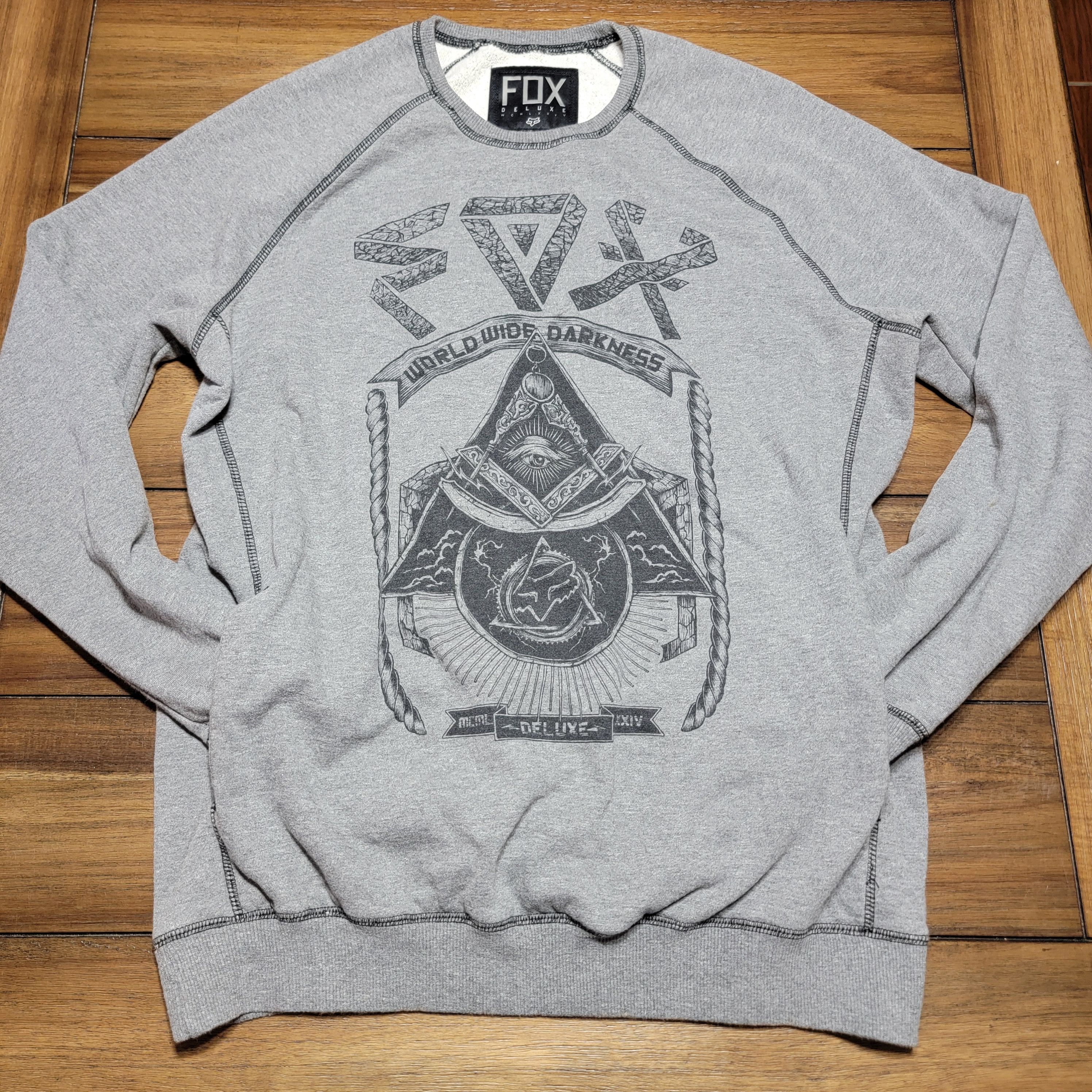 Other Fox Deluxe Sweatshirt w/ Pockets World Wide Darkness -Large Size US L / EU 52-54 / 3 - 3 Thumbnail