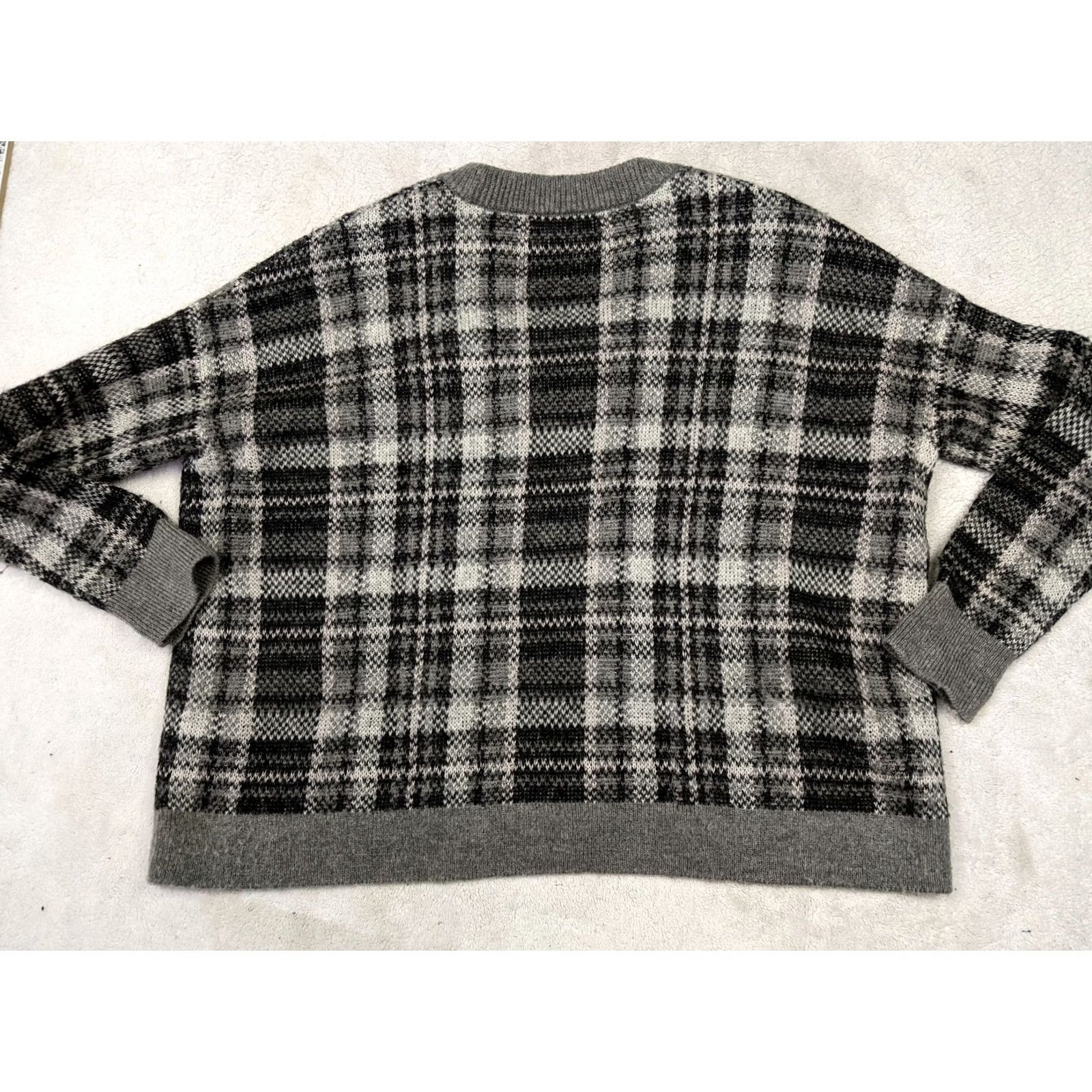 Banana Republic Banana Republic Womens XS Oversize Gray Plaid Wool Mohair Blend Sweater Size XS / US 0-2 / IT 36-38 - 7 Thumbnail