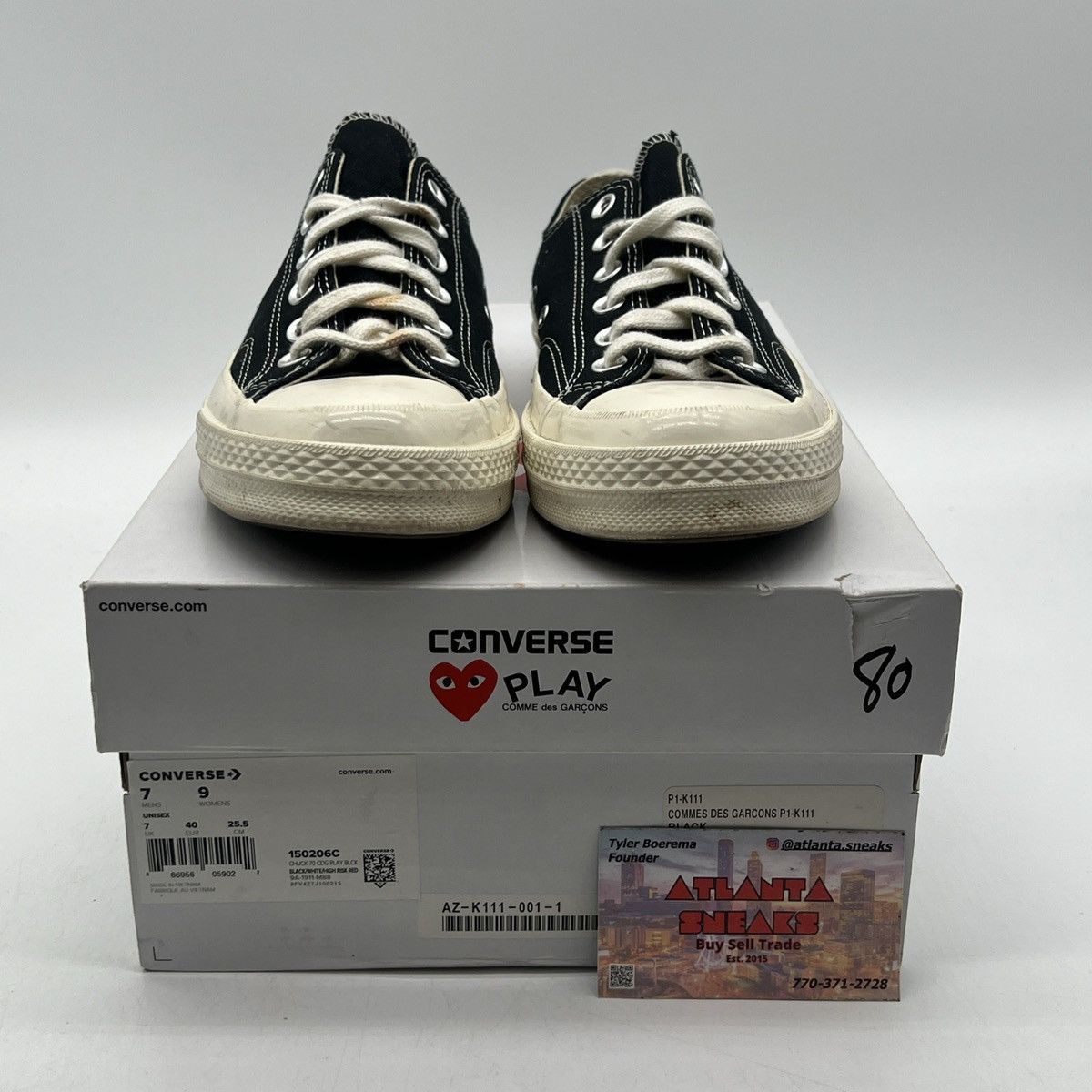 Converse Comme Des garçons play x chuck 70 low black Size US 7 / EU 40 - 2 Thumbnail