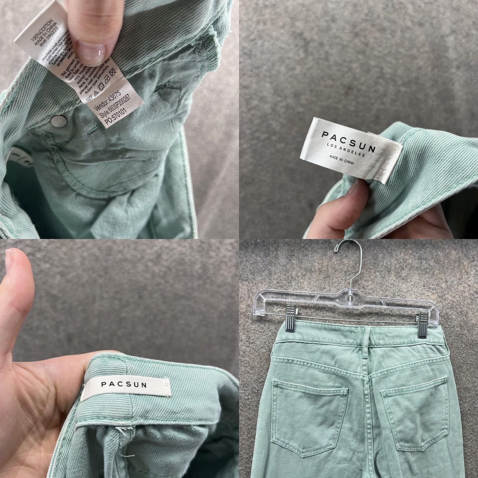 Pacsun PacSun Mom Jeans Womens 24 Light Green High Rise Tapered Leg Denim Pants Size 42" / US 20 - 8 Thumbnail