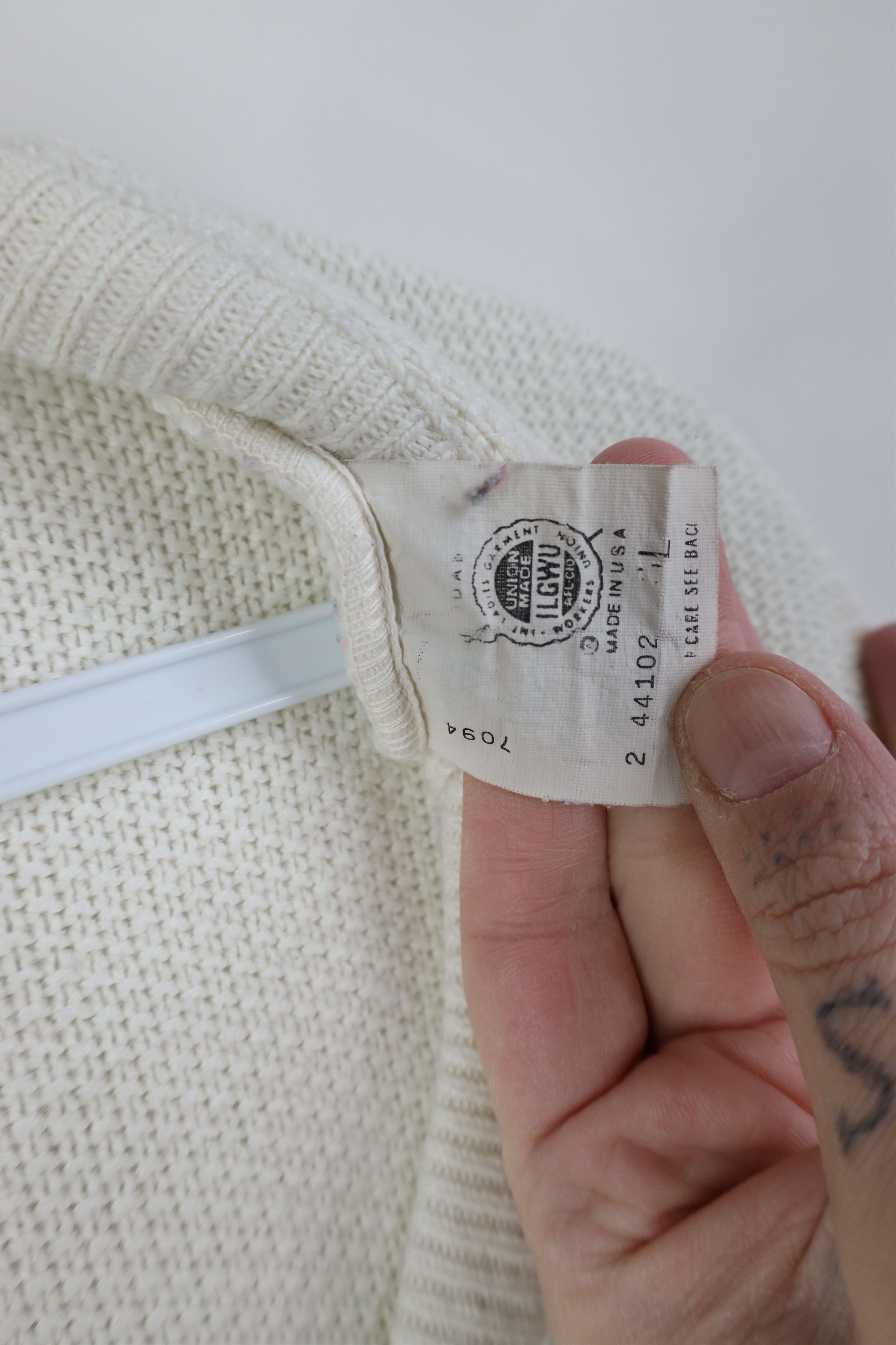 Pierre Cardin Vintage 70s 80s Pierre Cardin Knit V-Neck Sweater Cream USA Size US L / EU 52-54 / 3 - 9 Thumbnail