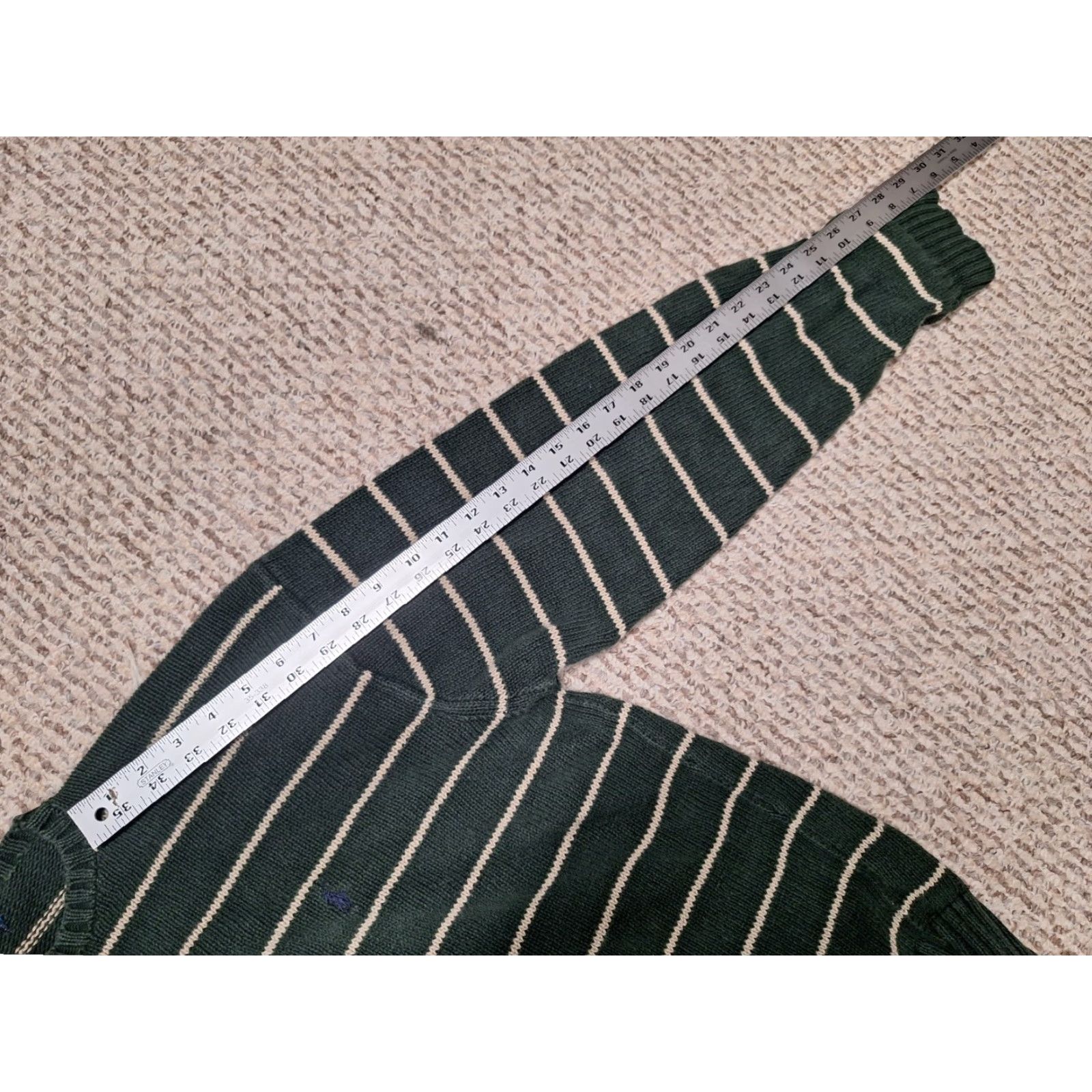 Polo Ralph Lauren VINTAGE Polo Ralph Lauren Blue Label Grunge Striped Green Logo Sweater L Shirt Men Pullover Knit Cotton Size US L / EU 52-54 / 3 - 5 Thumbnail