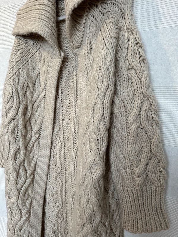 Zara Long Sweater coat Cardigan Beige Thick oversize cozi Size L / US 10 / IT 46 - 4 Thumbnail