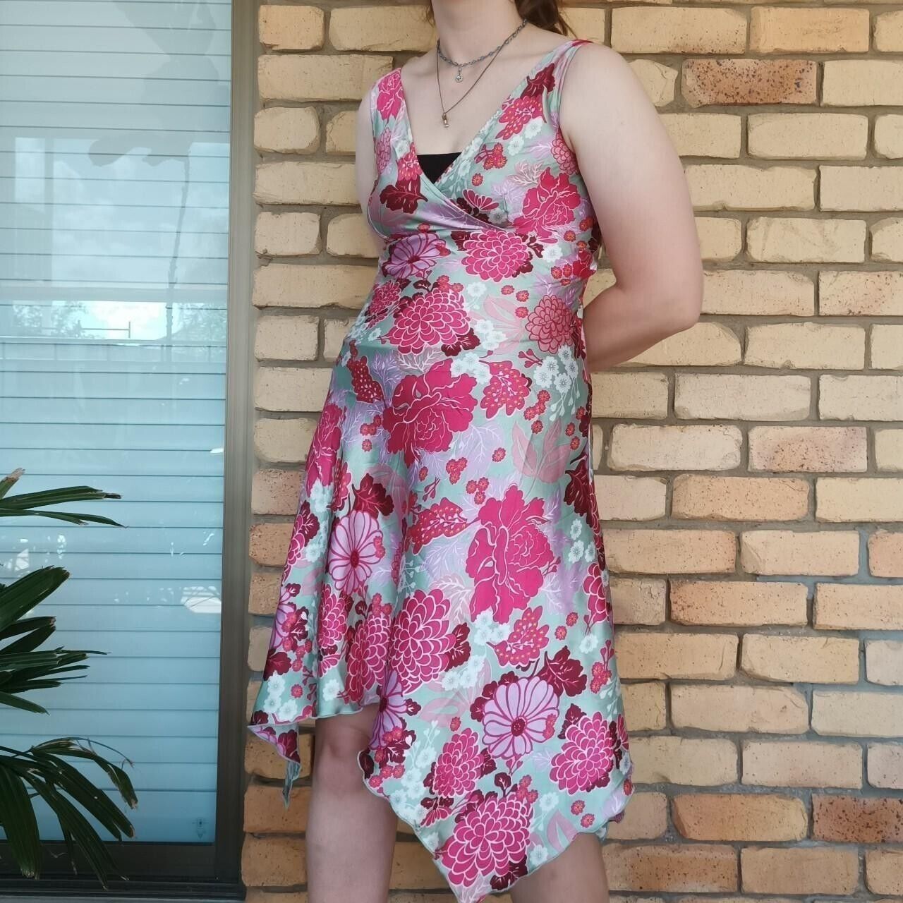 Designer × Vintage Vintage Y2K 2000s Uttam London Dress Pink Green Size M / US 6-8 / IT 42-44 - 3 Thumbnail