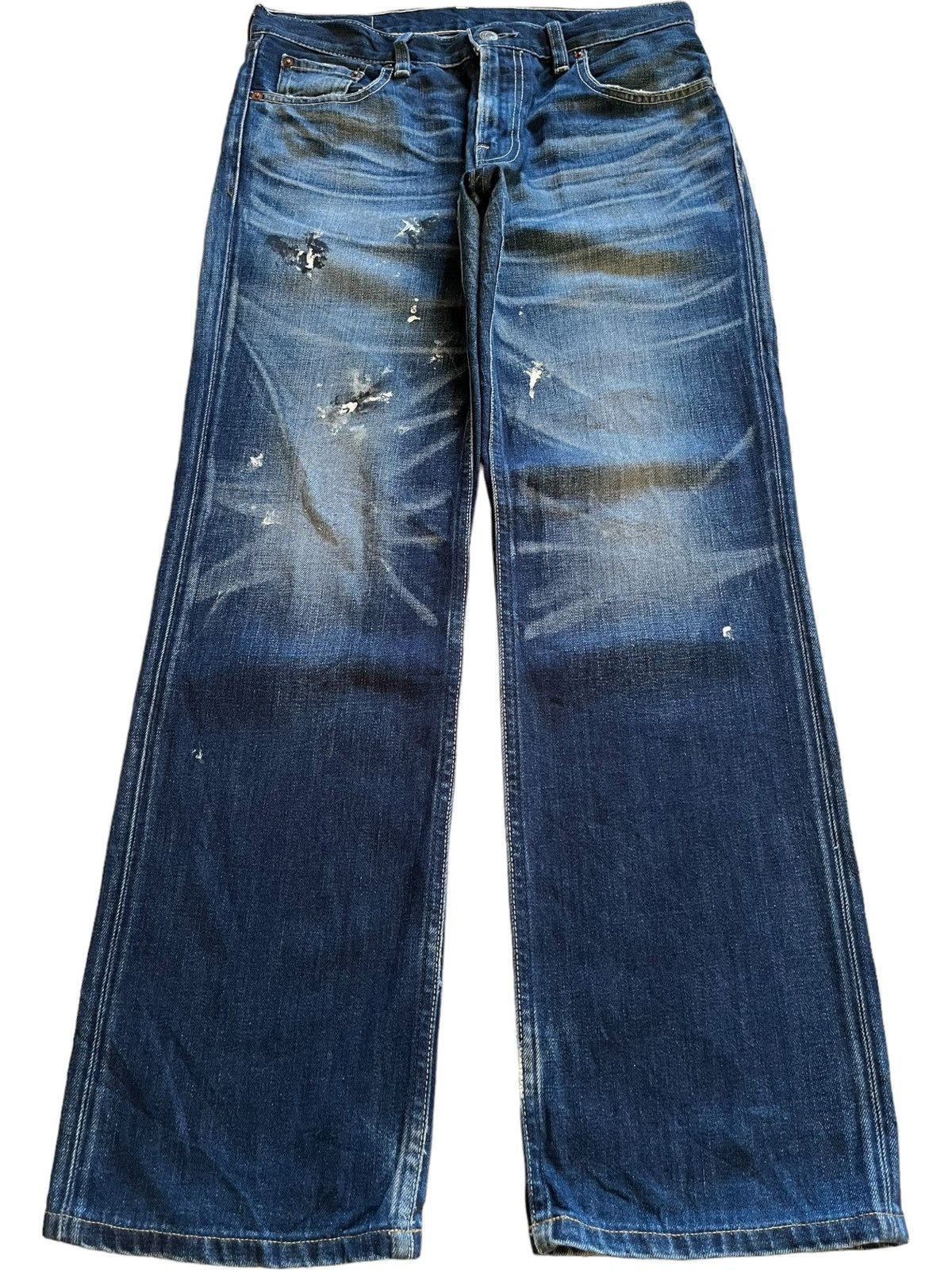 Levi's × Levi's Vintage Clothing Vintage 90s Levis 502 Blue Wash Paint Splattered Loose Jeans Size US 32 / EU 48 - 1 Thumbnail