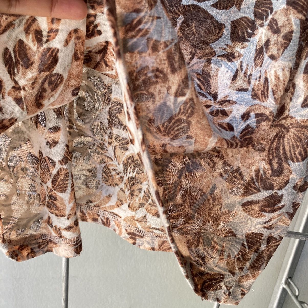Issey Miyake Plantation Brown Leaf Print Short Sleeve Blouse Size M / US 6-8 / IT 42-44 - 10 Thumbnail
