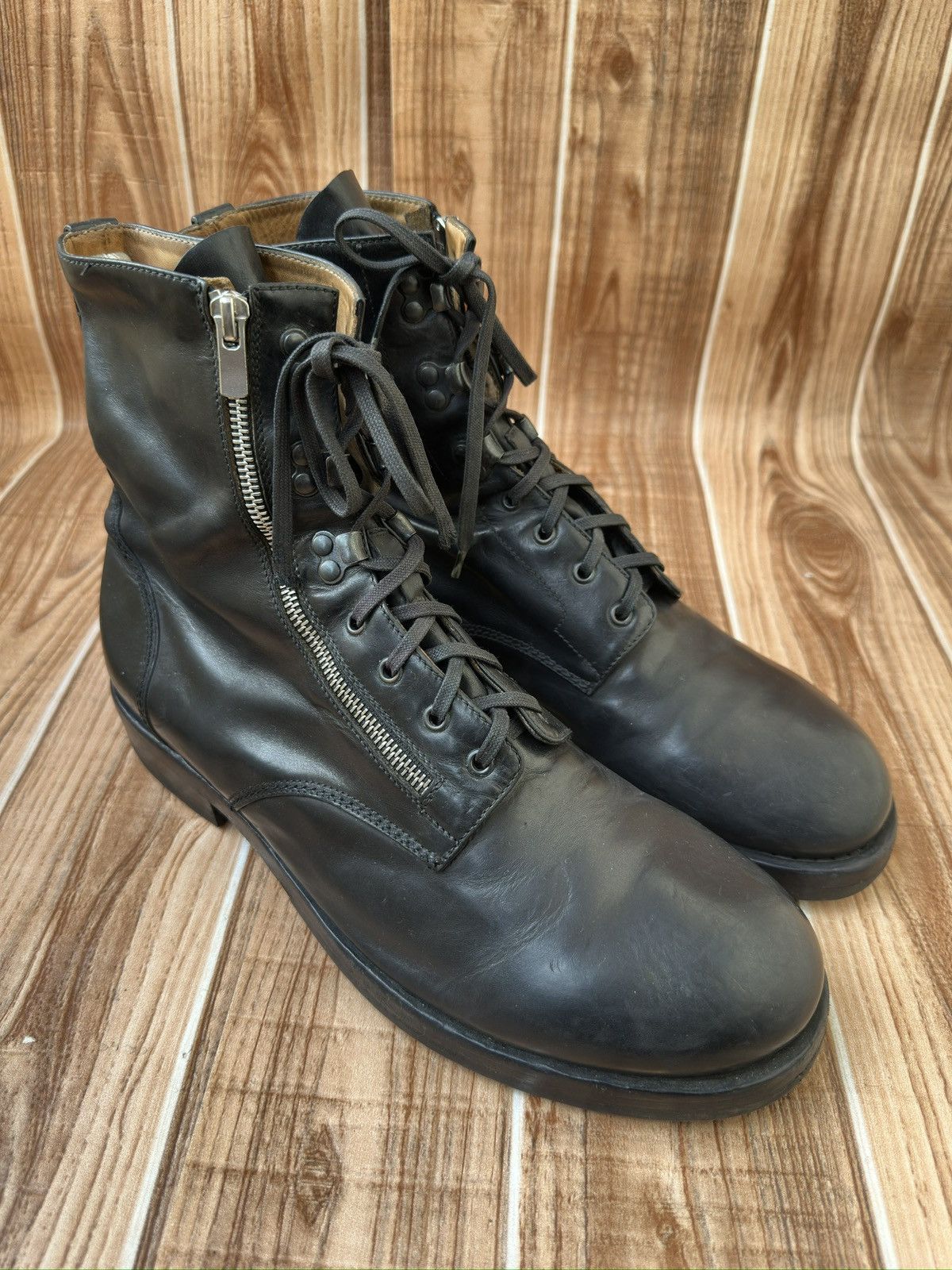 Barneys New York × Officine Creative Officine Creative x Barneys New York Black ZipUp Combat Boot Size US 11 / EU 44 - 2 Thumbnail
