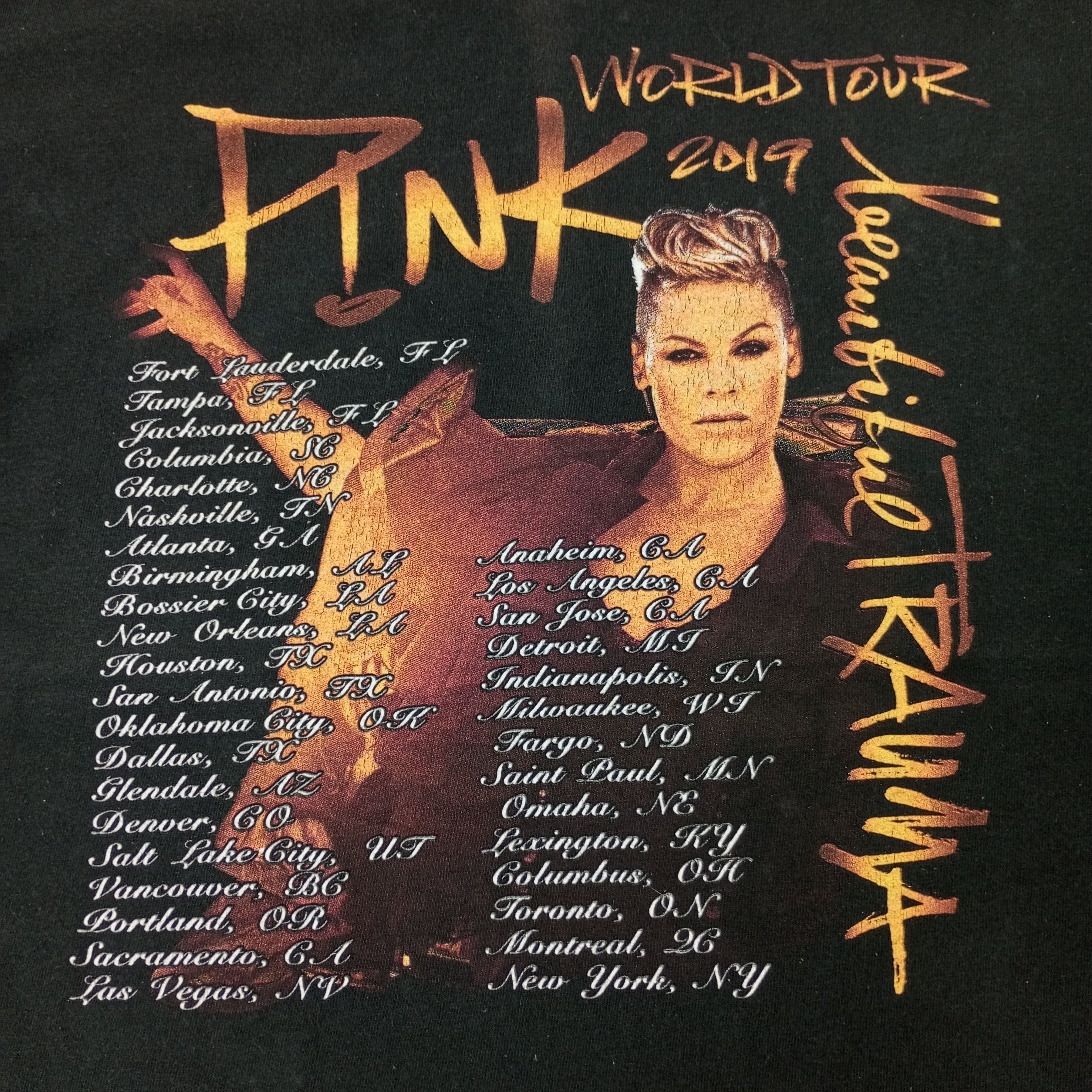 Band Tees × Vintage Pink Rock Music Singer World Tour Tshirt Size US L / EU 52-54 / 3 - 4 Thumbnail