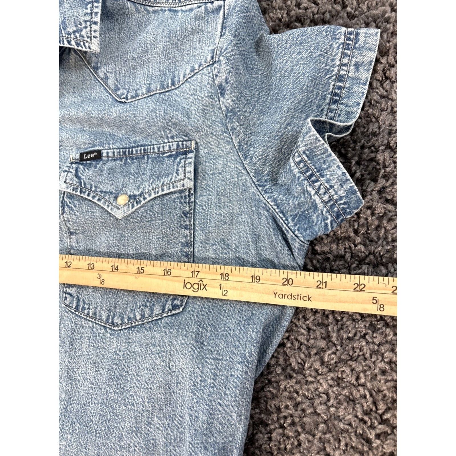 Lee VINTAGE Lee Women's Dress Western Pearl Snap Denim Shirt Dress Large M White Cowboys Rodeo Sz M Ladies Womens Size M / US 6-8 / IT 42-44 - 3 Thumbnail