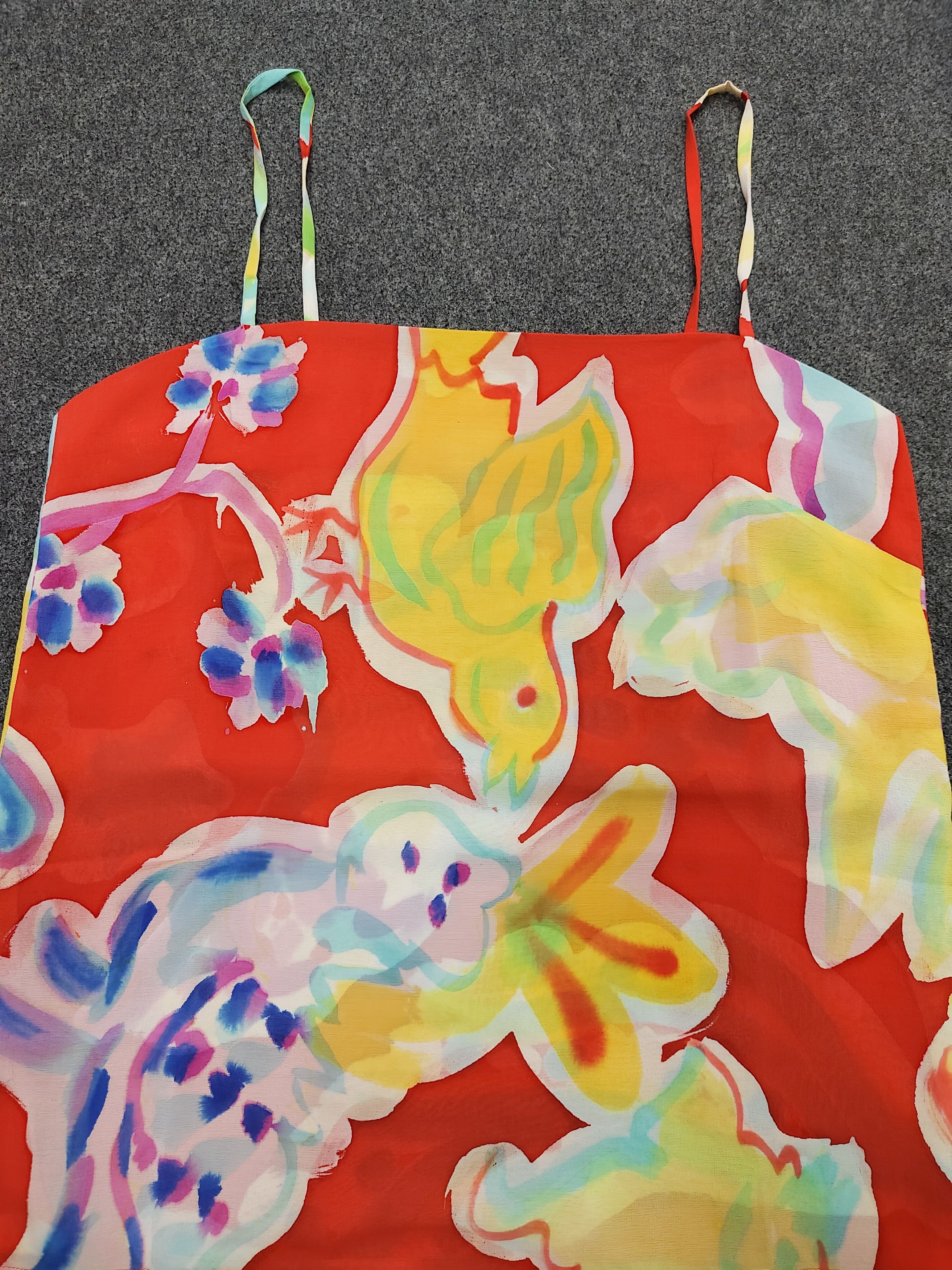 Issey Miyake SAMPLE🔥Issey Miyake Archived Abstract Floral Bird Camisole Size M / US 6-8 / IT 42-44 - 2 Thumbnail