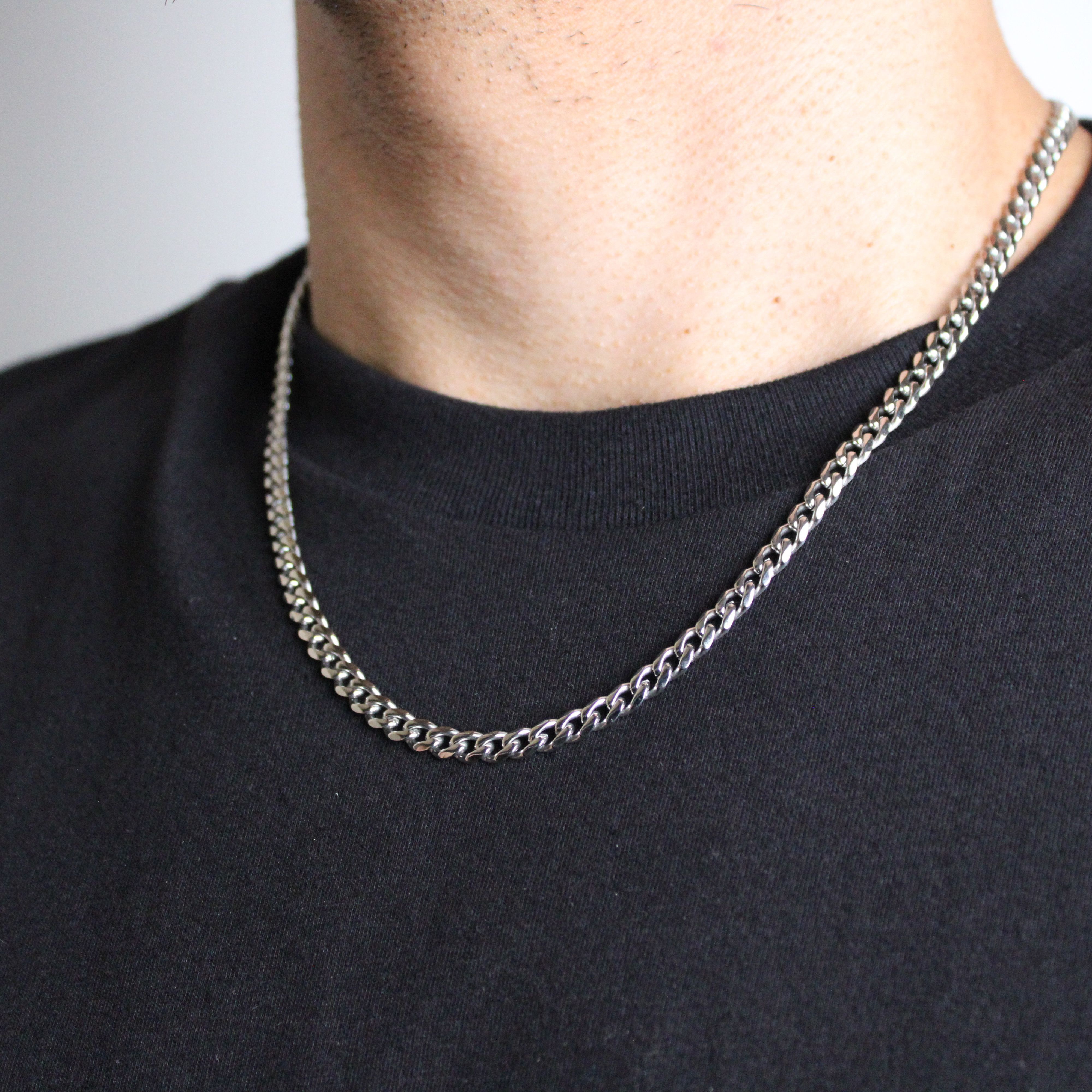 Jewelry Silver 5mm Cuban Link Chain 18”-24” Size ONE SIZE - 4 Thumbnail