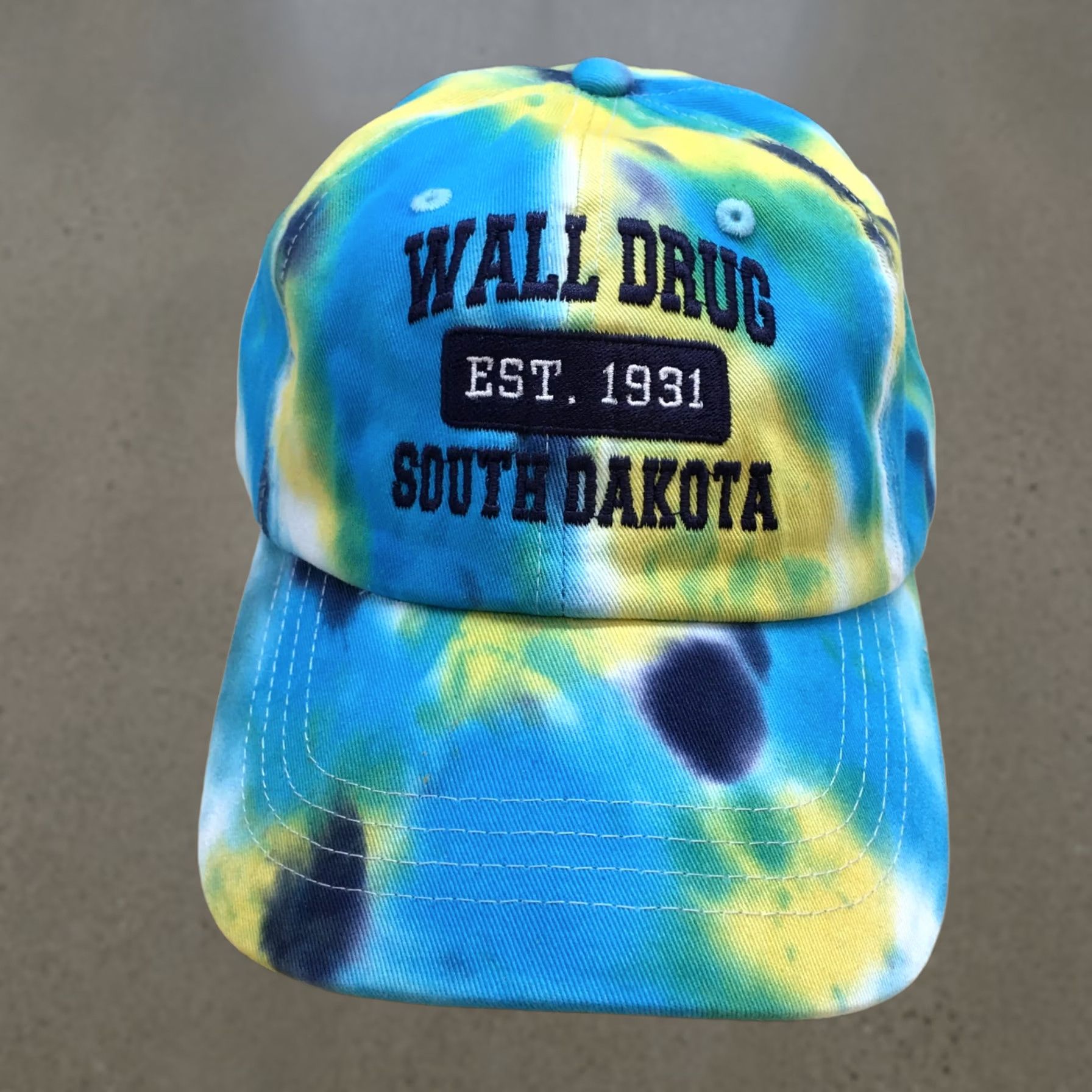 Walls Newhattan Wall Drug South Dakota Baseball Cap Unisex Blue Yellow OS Embroidered Size ONE SIZE - 1 Thumbnail