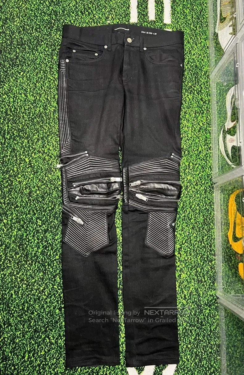Saint Laurent Paris Saint Laurent Distressed Leather Zip Jeans. Size US 31 - 1 Thumbnail
