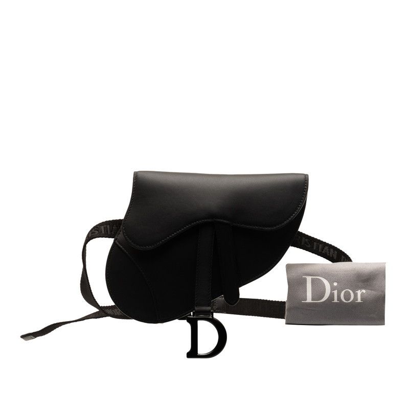 image of Dior Leather Saddle Belt Bag in Black, Women's