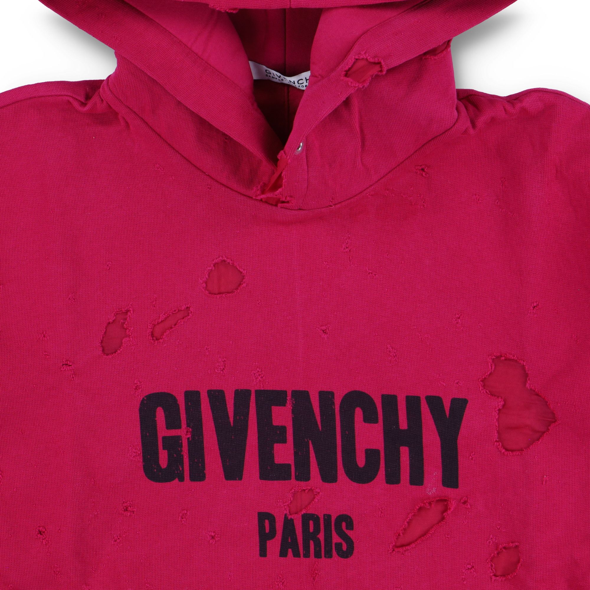 Givenchy Fuchsia Cherry Destroyed Logo Hoodie Size US M / EU 48-50 / 2 - 2 Thumbnail