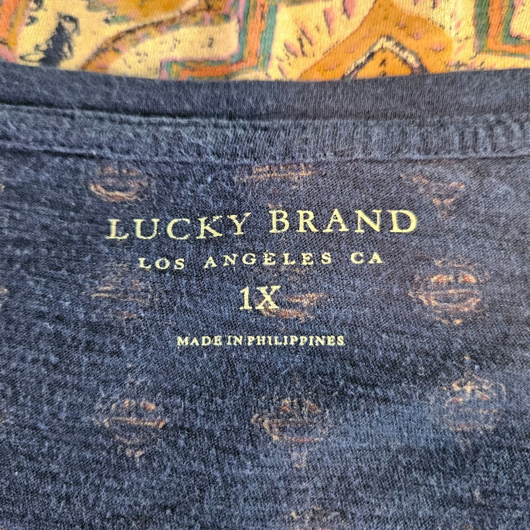 Lucky Brand Lucky Brand Womens Tee 1X Blue Orange Cotton Blend Short Sleeve Shirt Womens 1X Blue Orange Cotton Blend Short Sleeve T-Shirt Size 40" / US 18 - 5 Thumbnail