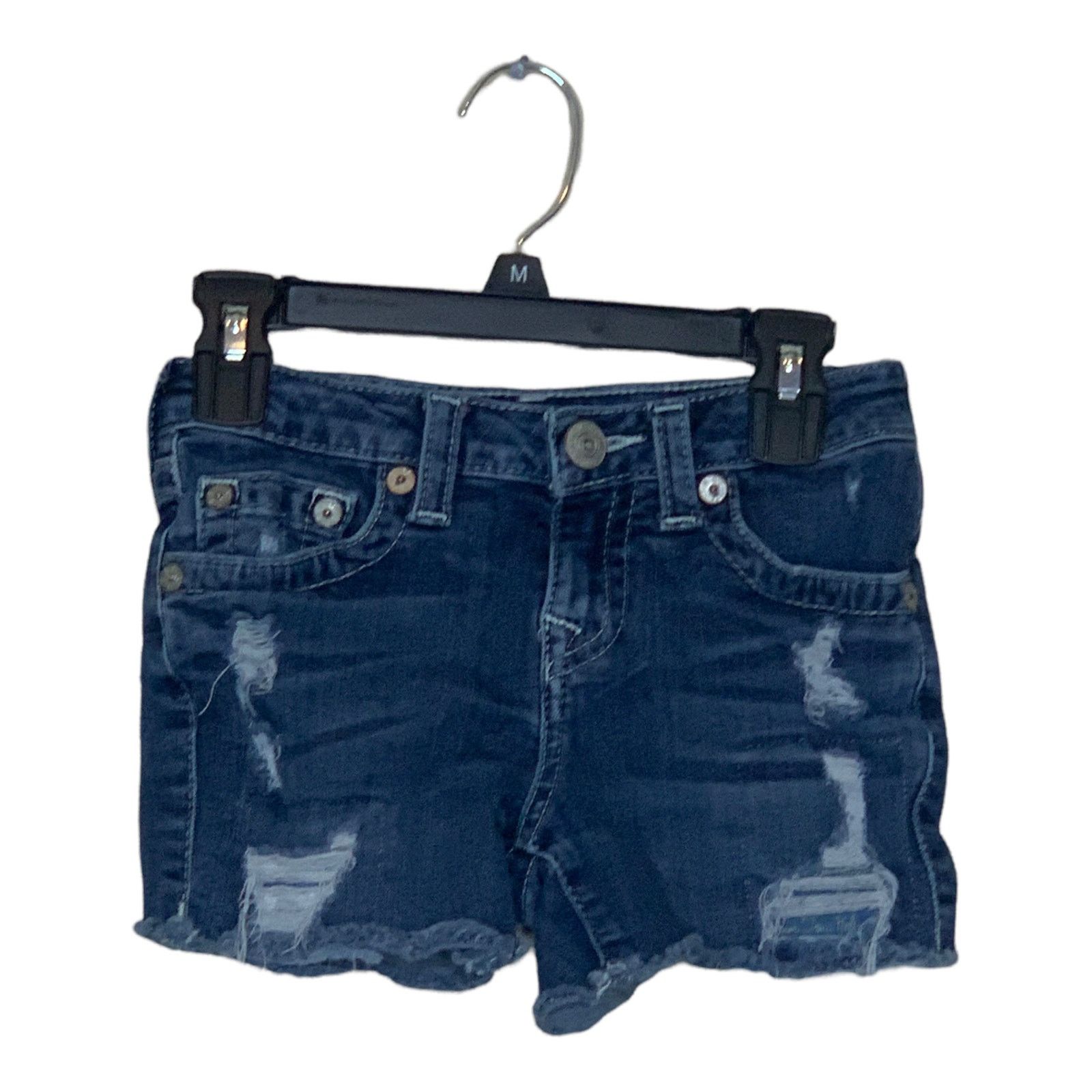 True Religion True Religion denim stretch distressed shorts size 7 Junior Size 23" - 1 Thumbnail
