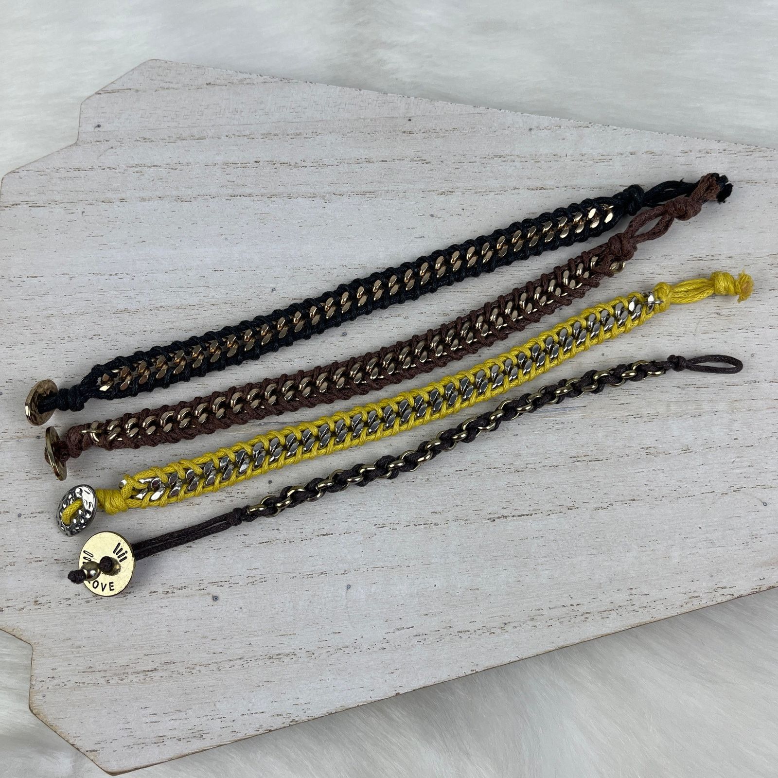 Other Chain Link Braided Bracelets Gold Silver Black Brown Yellow Size ONE SIZE - 3 Thumbnail