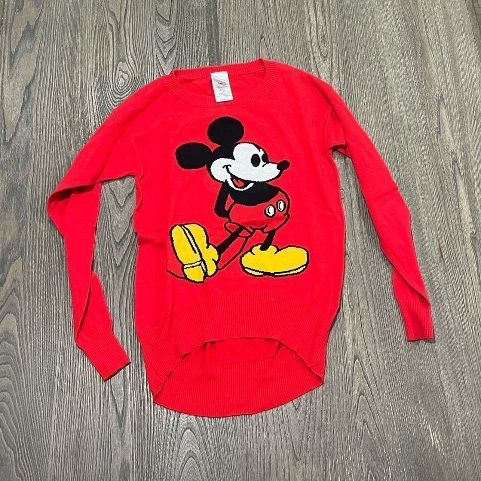 Disney Disney Red Vintage Y2K Mickey Mouse Crew Pullover Sweater XS Size XS / US 0-2 / IT 36-38 - 1 Thumbnail