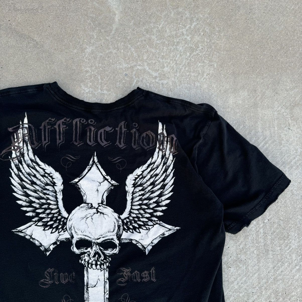 Affliction × Harley Davidson × JNCO Vintage Y2K Black Distressed Affliction AOP Graphic Tee XXL Size US XXL / EU 58 / 5 - 5 Thumbnail