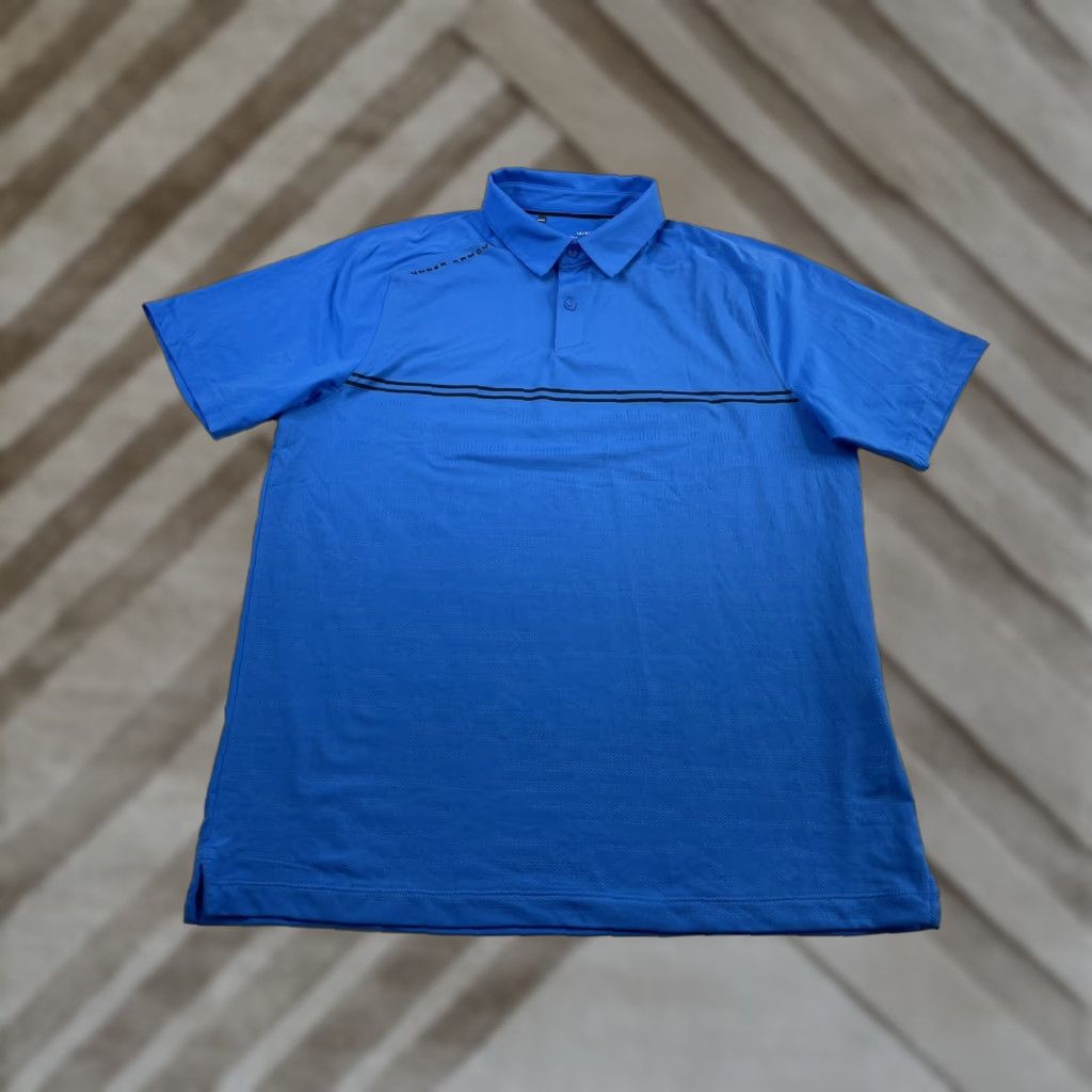 Under Armour Under Armour Polo Shirt Mens L Blue Striped Short Sleeve Stretch Golf New title Size US L / EU 52-54 / 3 - 1 Thumbnail