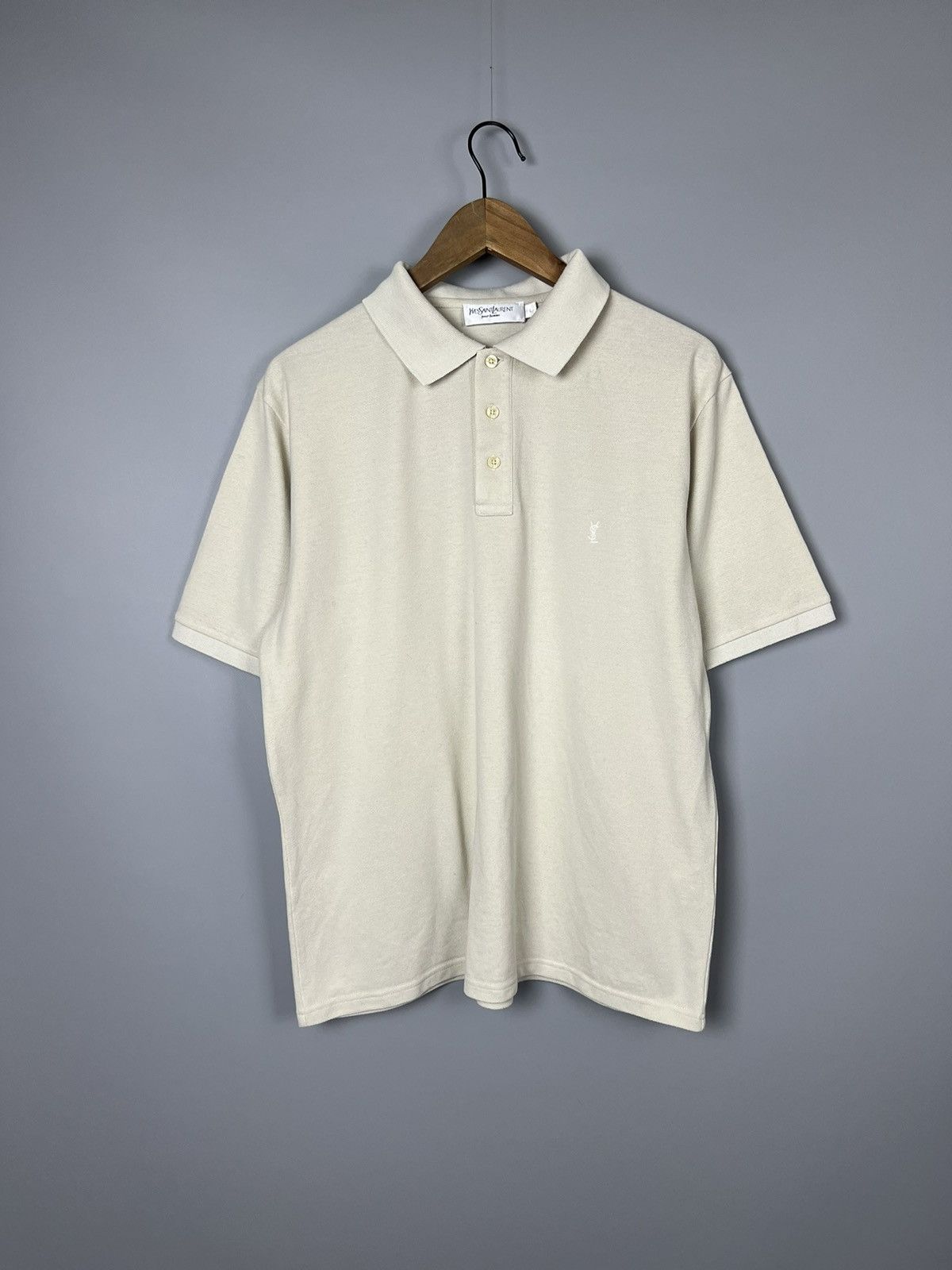 (Men L) Yves Saint Laurent YSL Vintage beige Polo Shirt