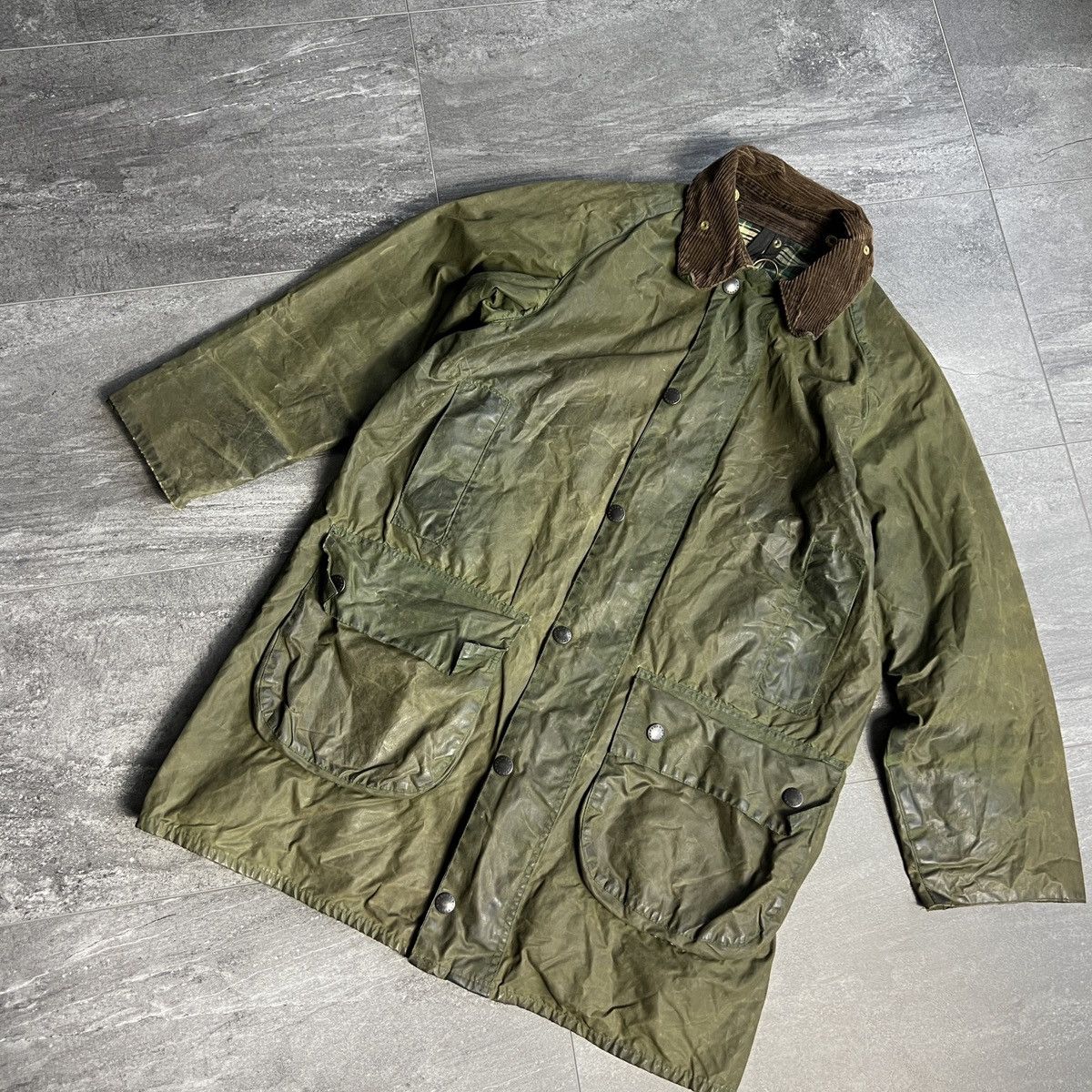 image of Barbour A123 Gamefair Waxed Cotton Green Jacket, Men's (Size Medium)