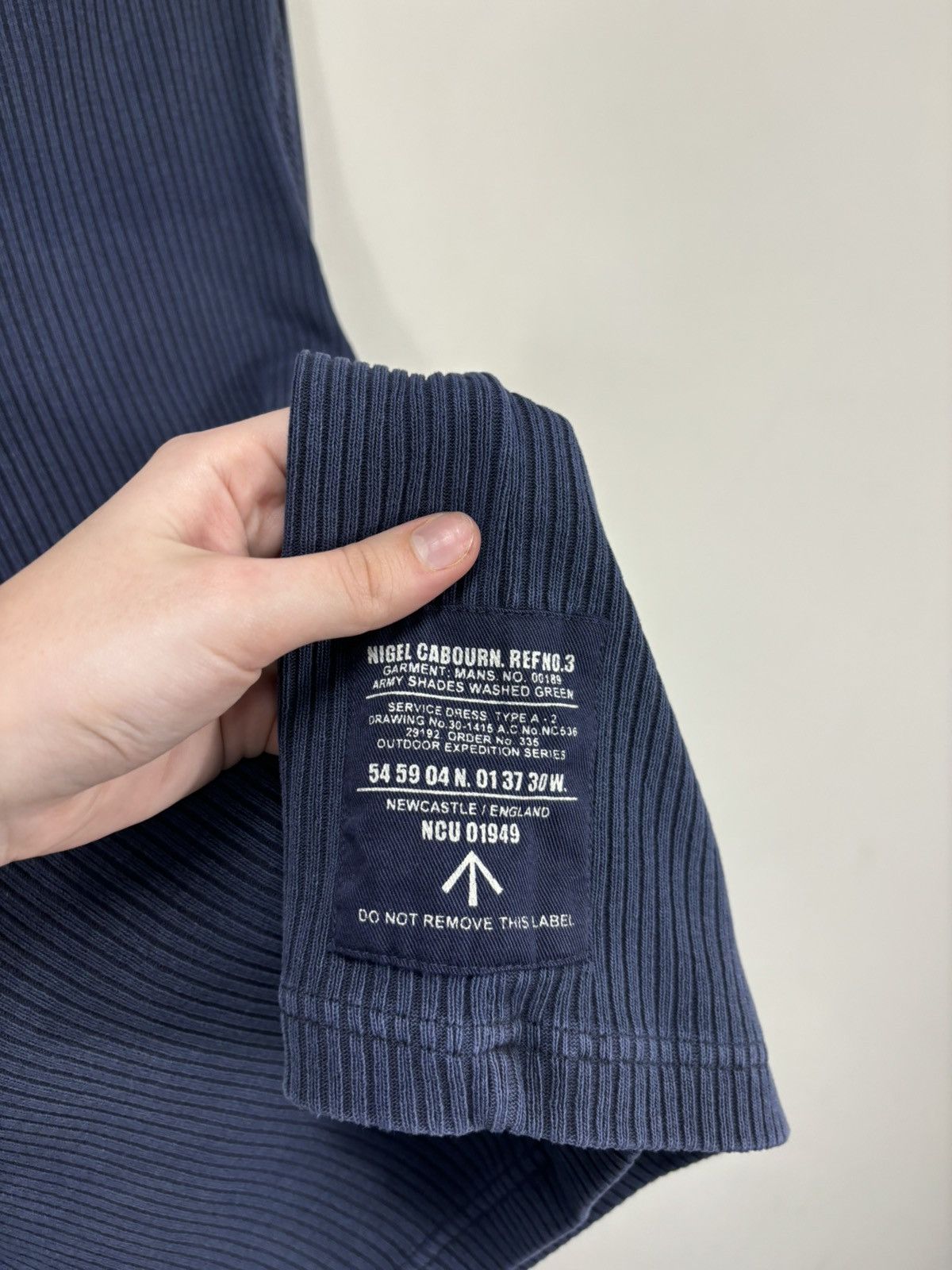 Nigel Cabourn Nigel Cabourn Utility Men’s Blue Ribbed Long Sleeve Tee Size US M / EU 48-50 / 2 - 7 Thumbnail
