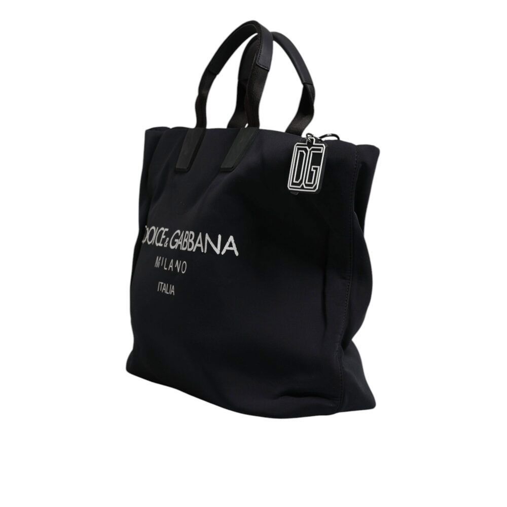 Dolce & Gabbana Dolce & Gabbana Black Canvas DG Logo Women Shopping Hand Tot Size ONE SIZE - 4 Thumbnail