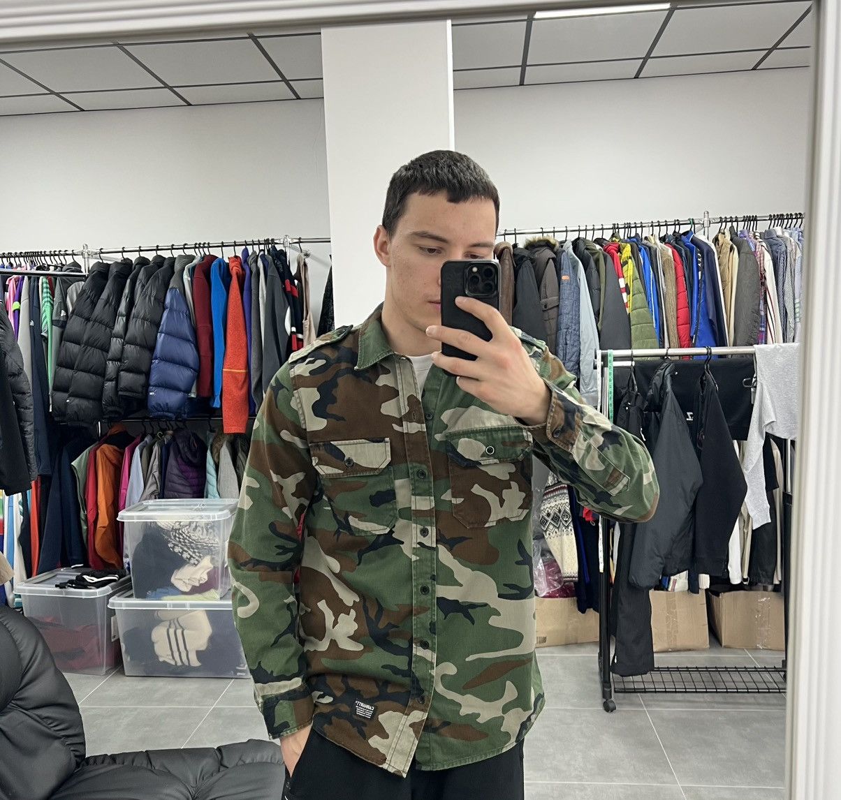 Carhartt Wip Carhartt WIP L/S Military Shirt Button Camouflage Men Size M Size US M / EU 48-50 / 2 - 3 Thumbnail
