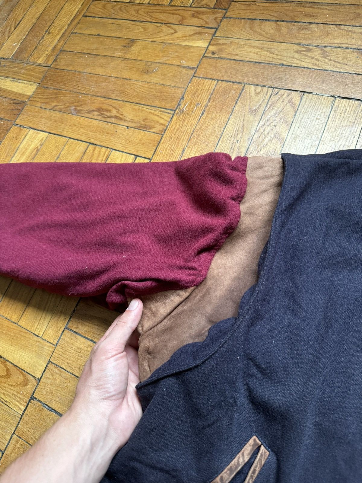 Lacoste 90s Vintage Men's LACOSTE Red Wool Leather Bomber Jacket 6 Size US XL / EU 56 / 4 - 5 Thumbnail