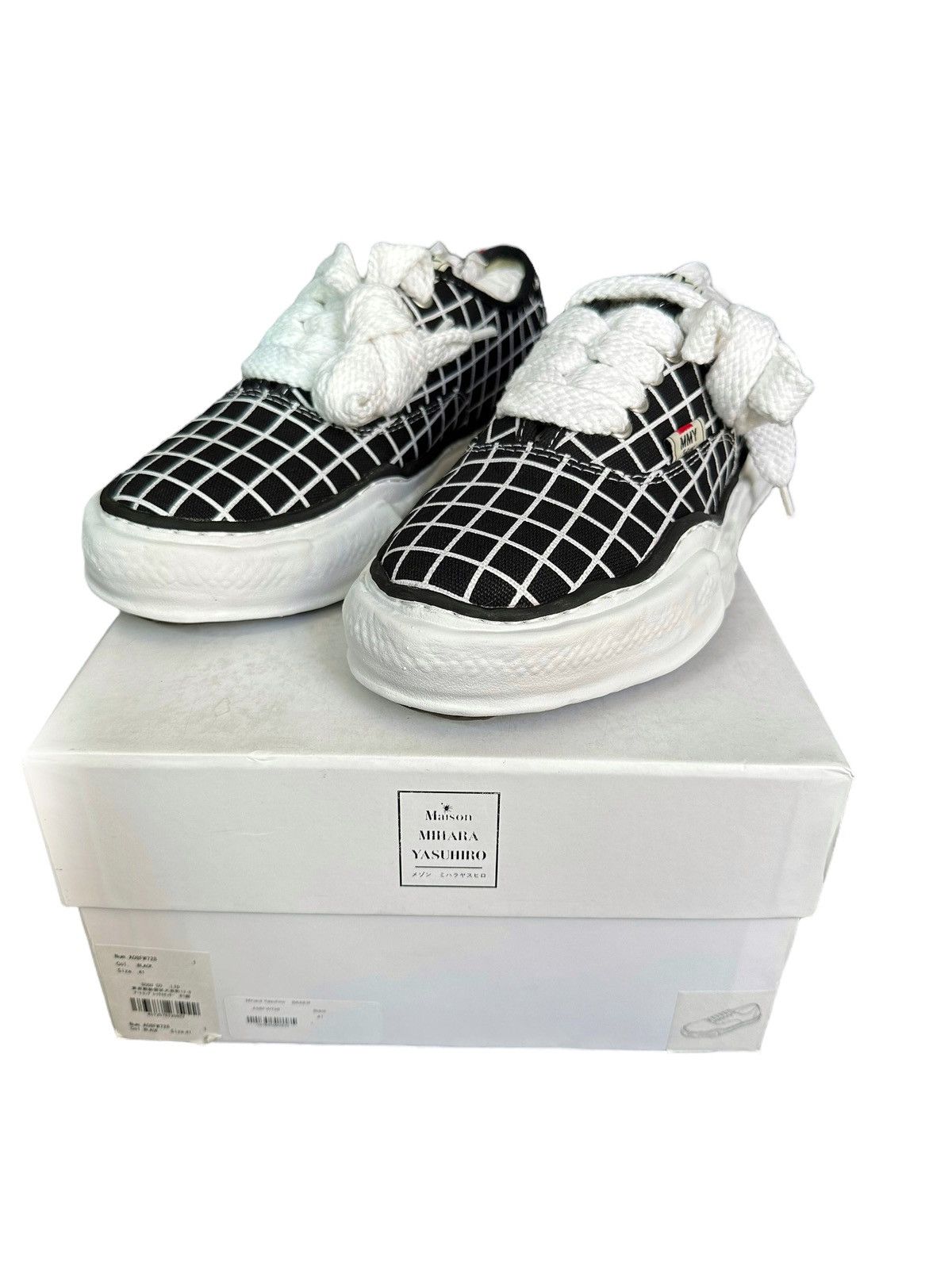 image of Miharayasuhiro Sz41 Fw22 Grid Baker “Vans” Chunky OG Melt Sole Shoes in Black, Men's (Size 8)