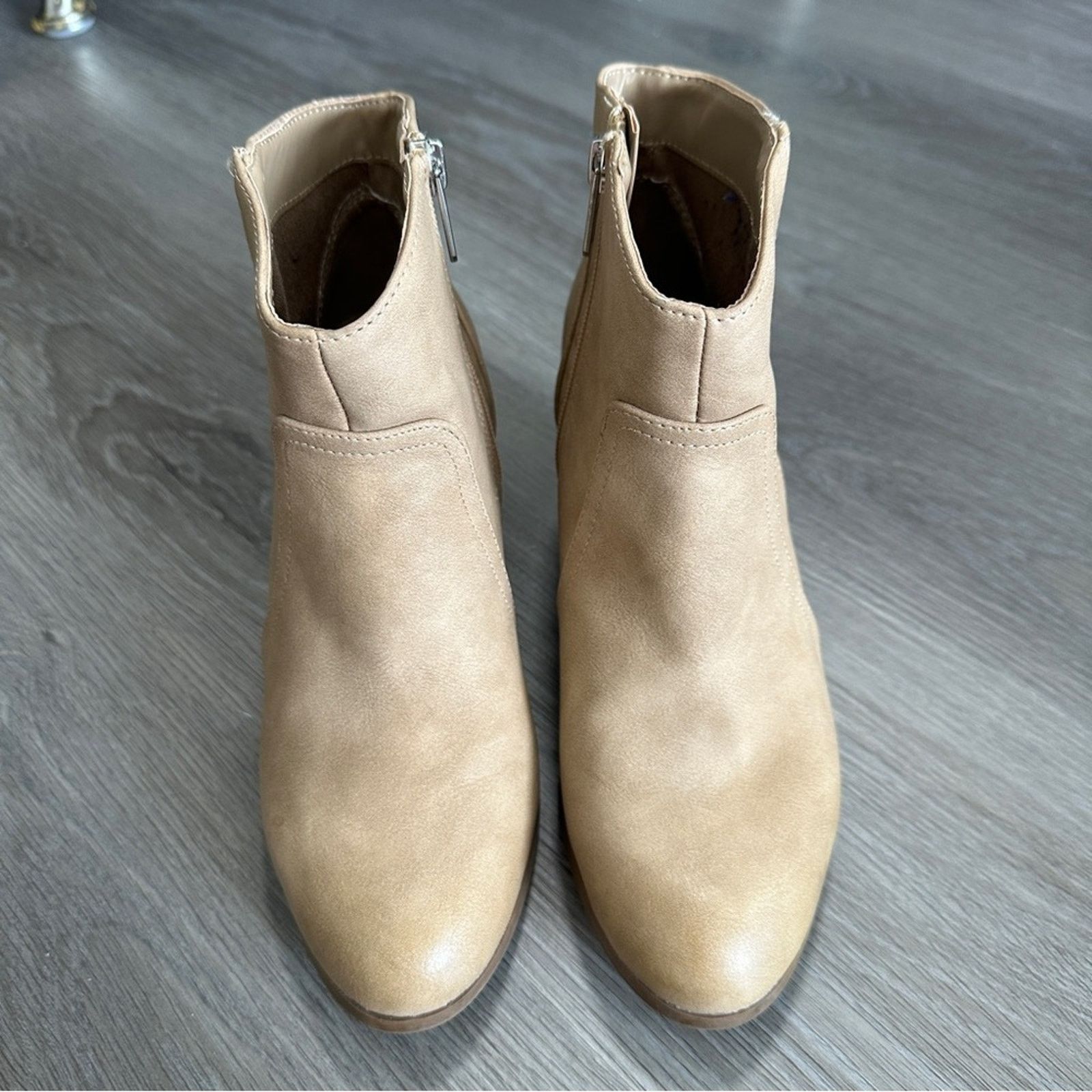 Sam Edelman Sam Edelman Leah Beige Fringe Side Zip Stacked Heel Booties Size US 7.5 / IT 37.5 - 2 Thumbnail