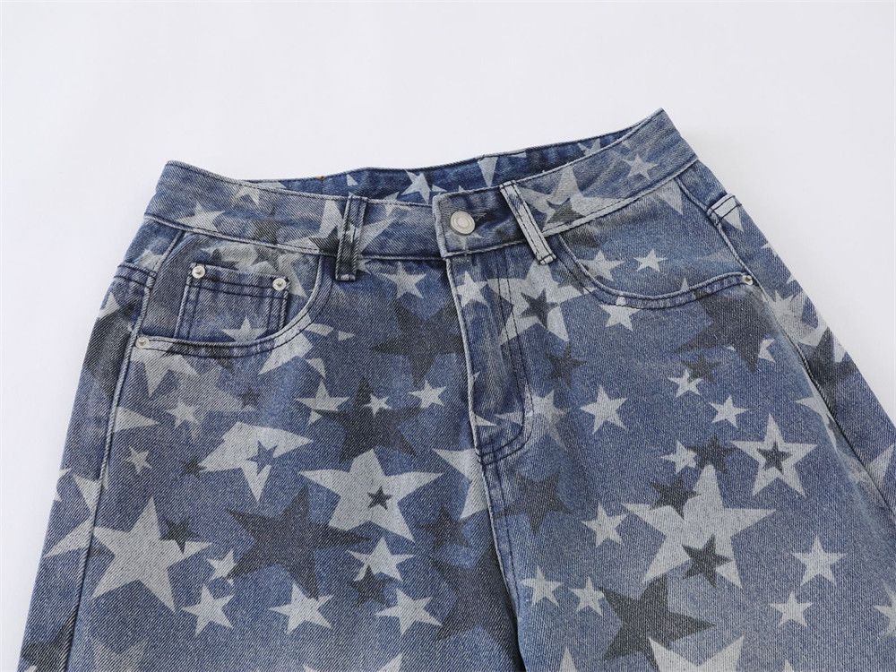 Vintage Men's high street trend distressed star washed jeans Size US 32 / EU 48 - 3 Thumbnail