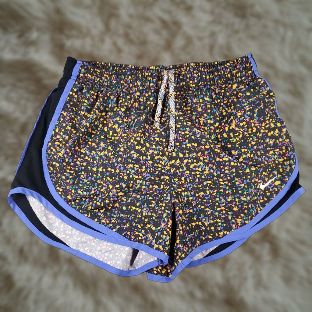 Nike Nike Shorts Womens Medium Black Yellow Paint Splatter Track Running Active Size 32" / US 10 / IT 46 - 1 Thumbnail
