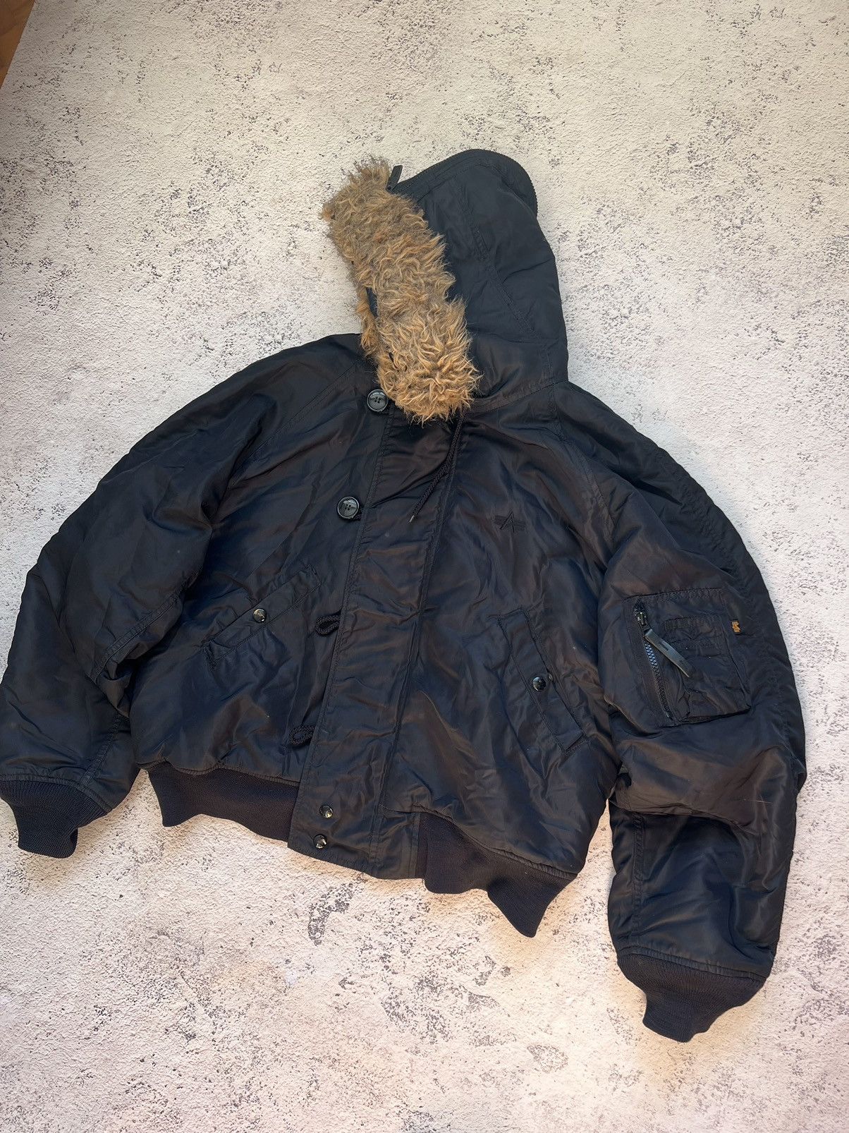 If Six Was Nine × Le Grande Bleu (L.G.B.) Y2K VINTAGE MOHAIR FUZZY FLUFFY FUR HOOD FAUX BOMBER JACKET Size US M / EU 48-50 / 2 - 4 Thumbnail