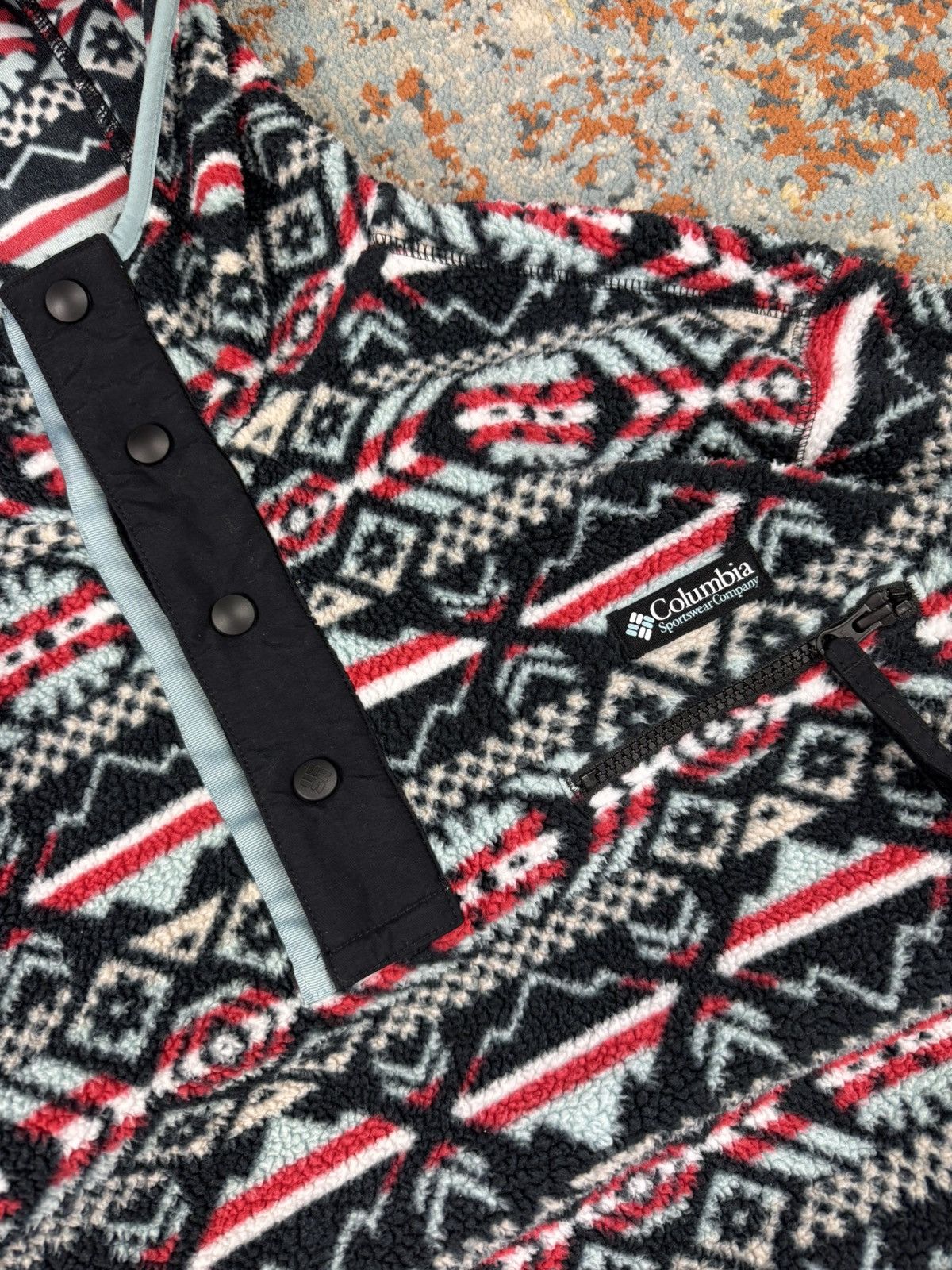 Columbia × Vintage Vintage Y2K Columbia Sherpa hoodie Navaho print gorpcore Size US M / EU 48-50 / 2 - 8 Thumbnail