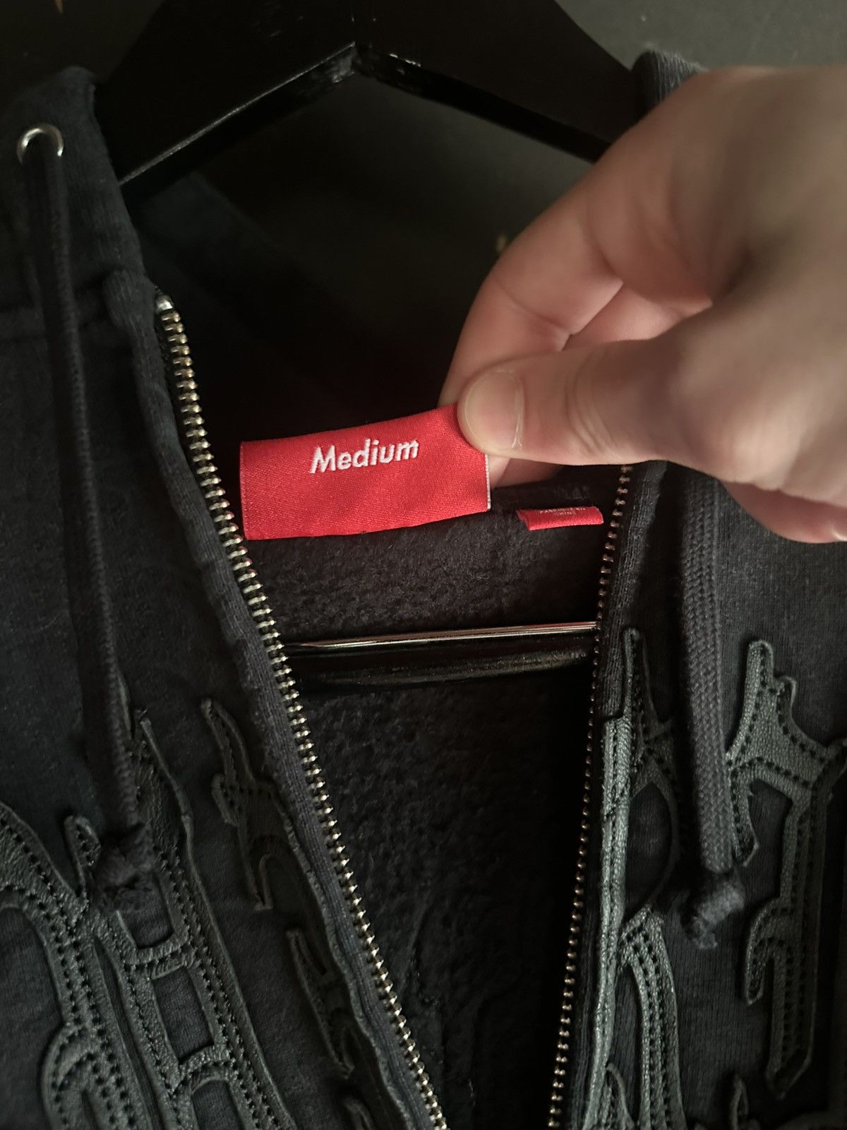 Supreme SS25 Supreme Leather Appliqué Zip Up Hooded Sweatshirt Size US M / EU 48-50 / 2 - 8 Thumbnail